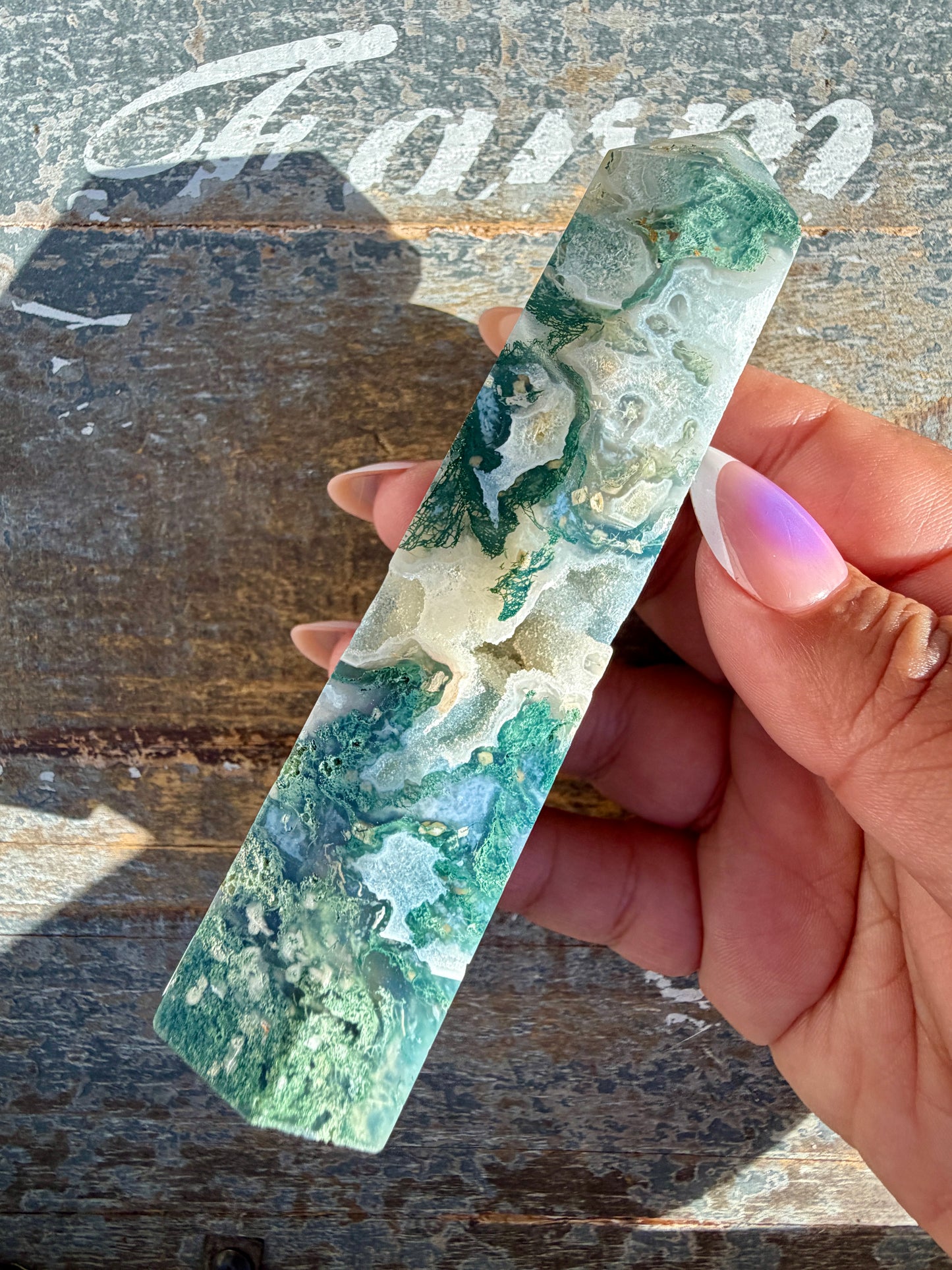 Gorgeous Druzy Moss Agate Tower | Opt 45