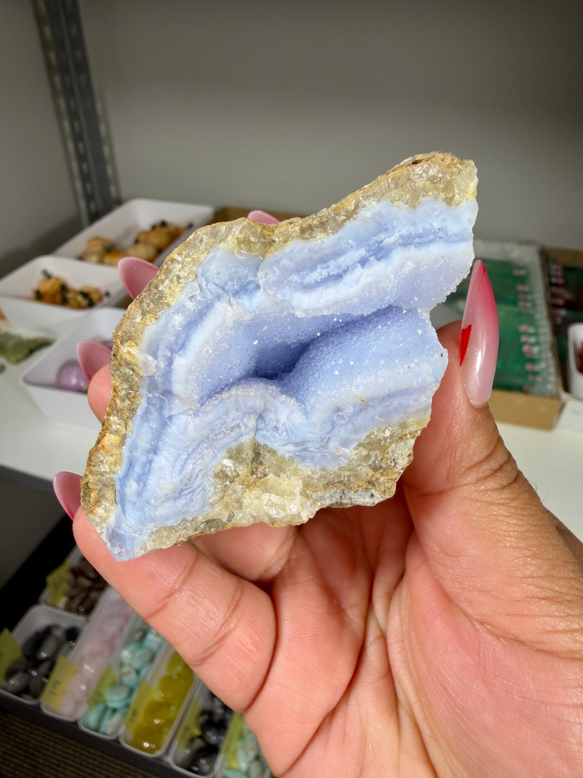 Gorgeous Blue Chalcedony w/ Druzy (Blue Lace Agate) | Malawi