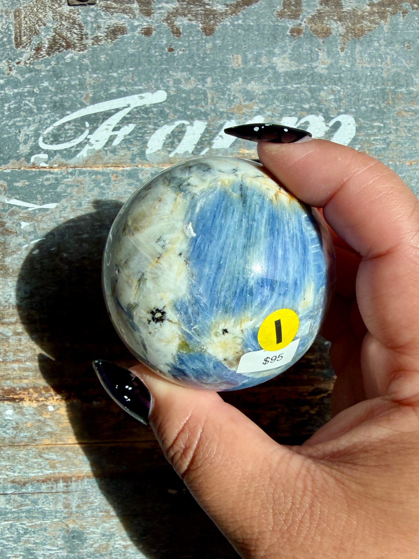 Gorgeous Blue Kyanite in Quartz Sphere | Opt I