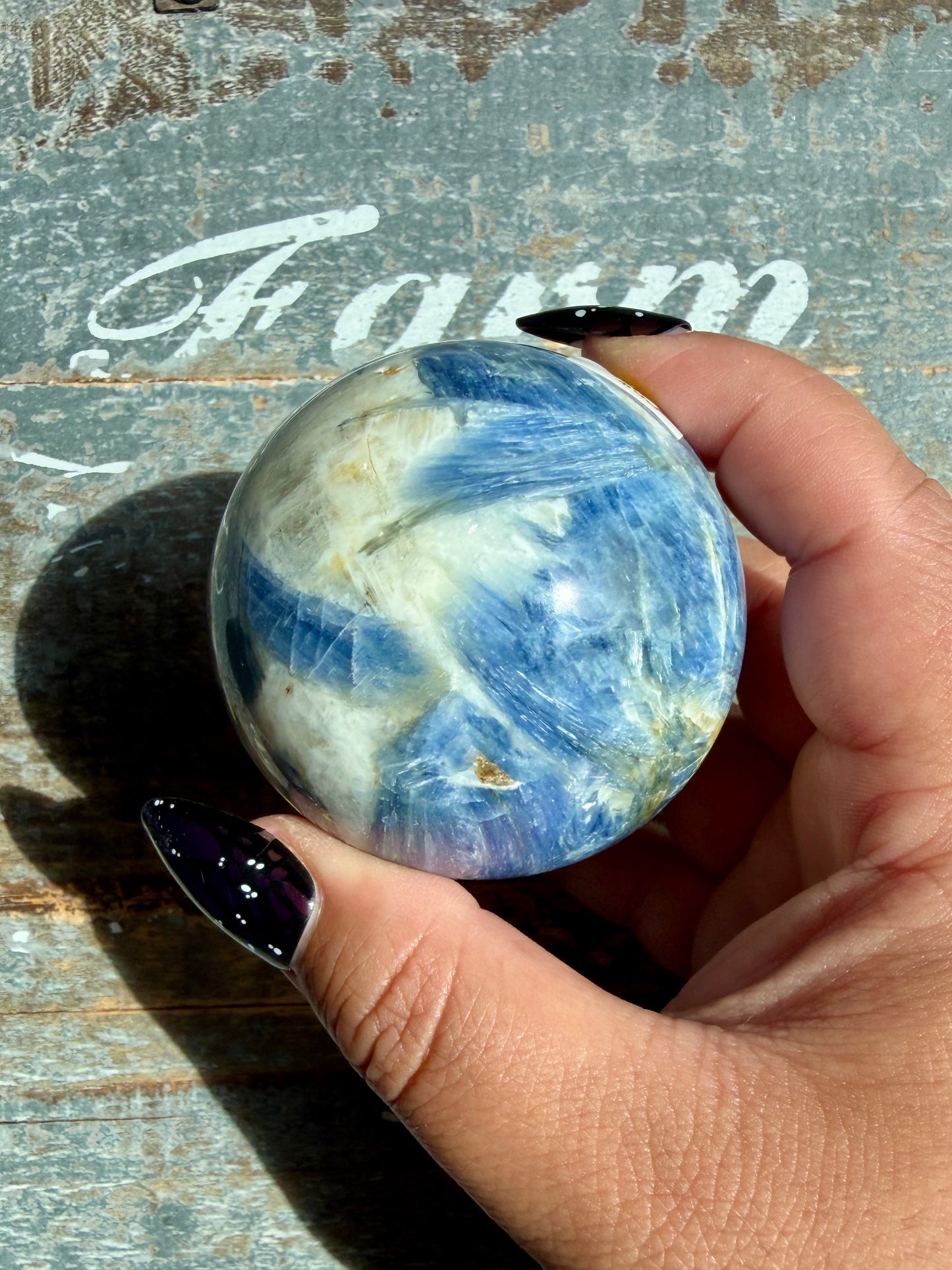 Gorgeous Blue Kyanite in Quartz Sphere | Opt I
