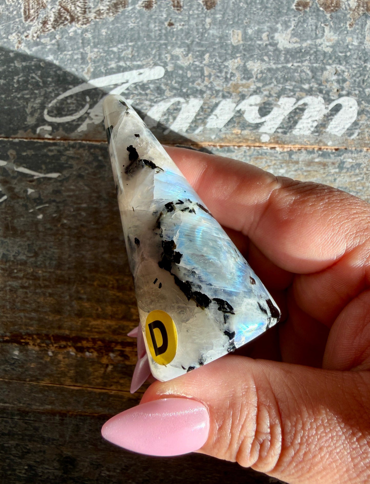 Flashy Rainbow Moonstone Ring Holder | Opt D