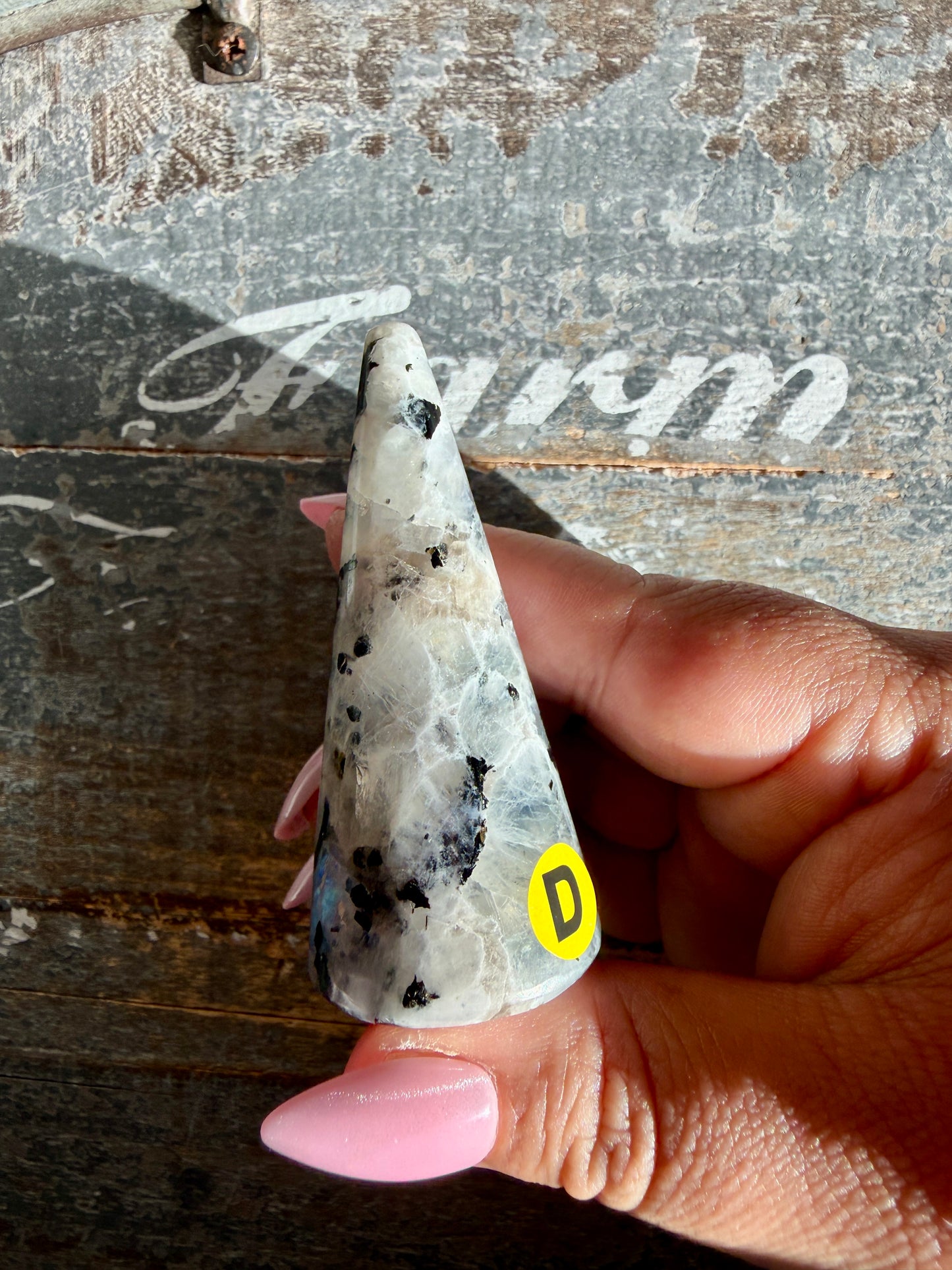 Flashy Rainbow Moonstone Ring Holder | Opt D