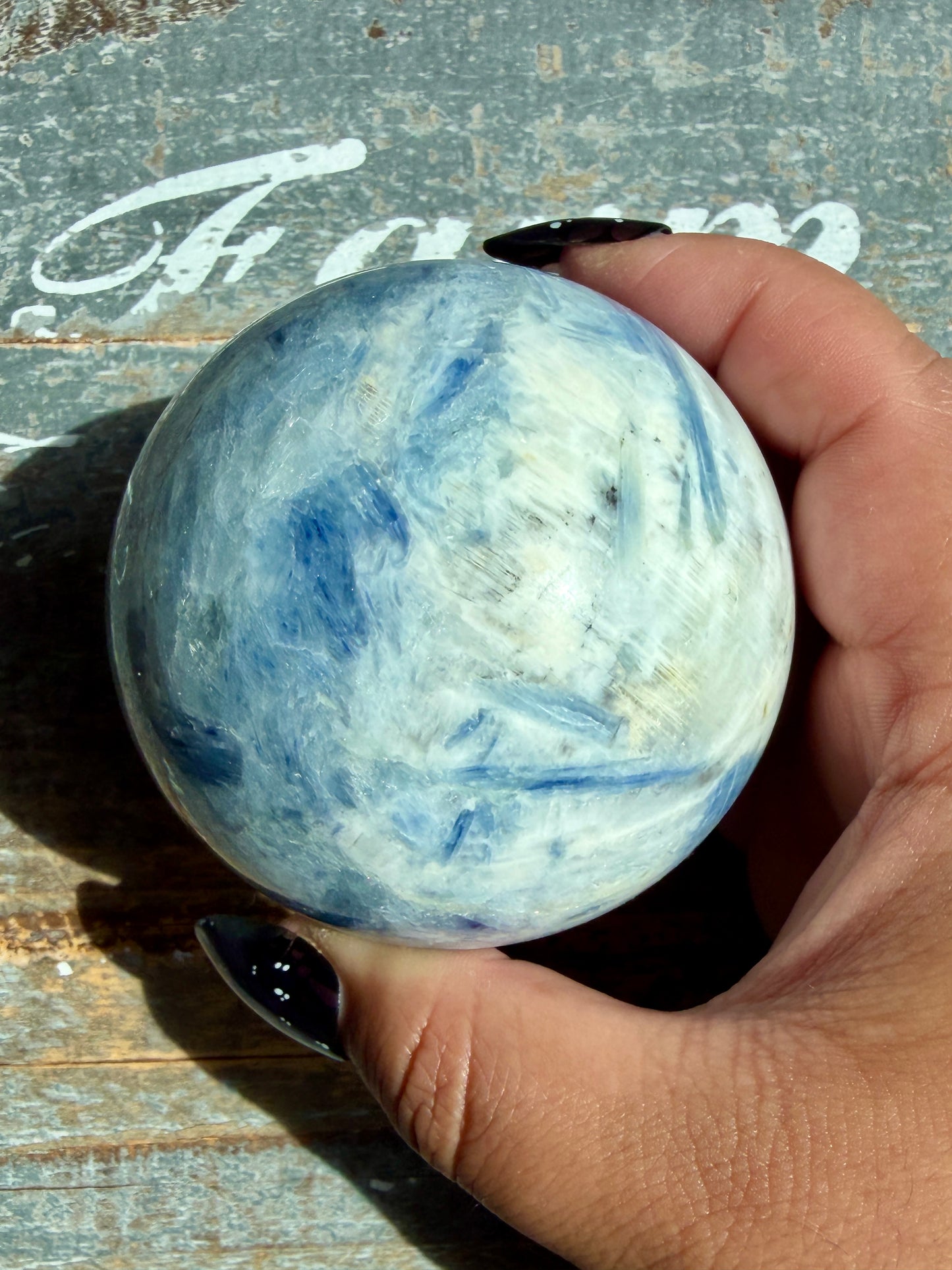 Gorgeous Blue Kyanite in Quartz Sphere | Opt O