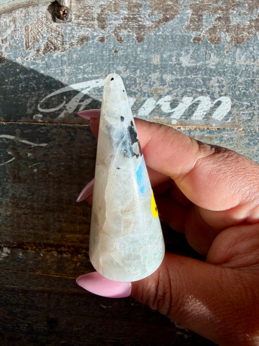 Flashy Rainbow Moonstone Ring Holder | Opt J