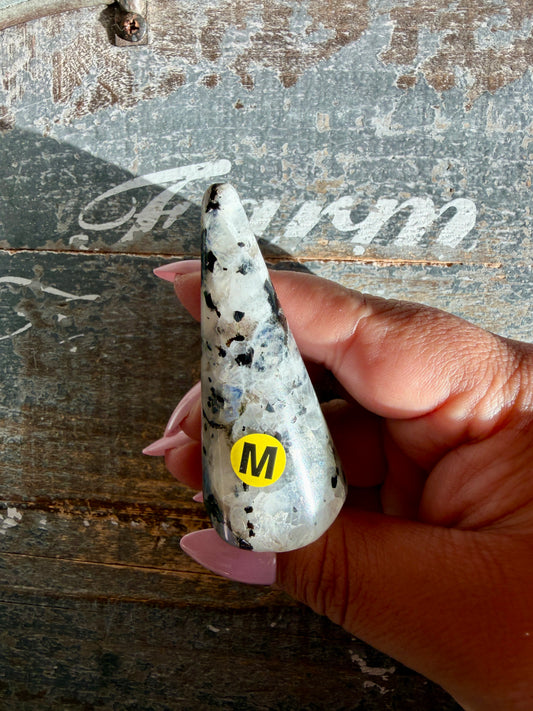 Flashy Rainbow Moonstone Ring Holder | Opt M