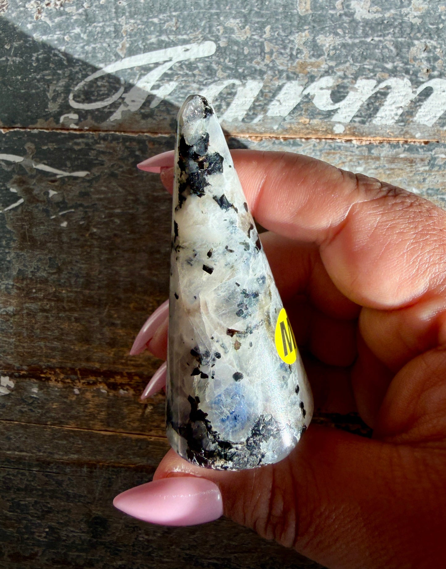 Flashy Rainbow Moonstone Ring Holder | Opt M