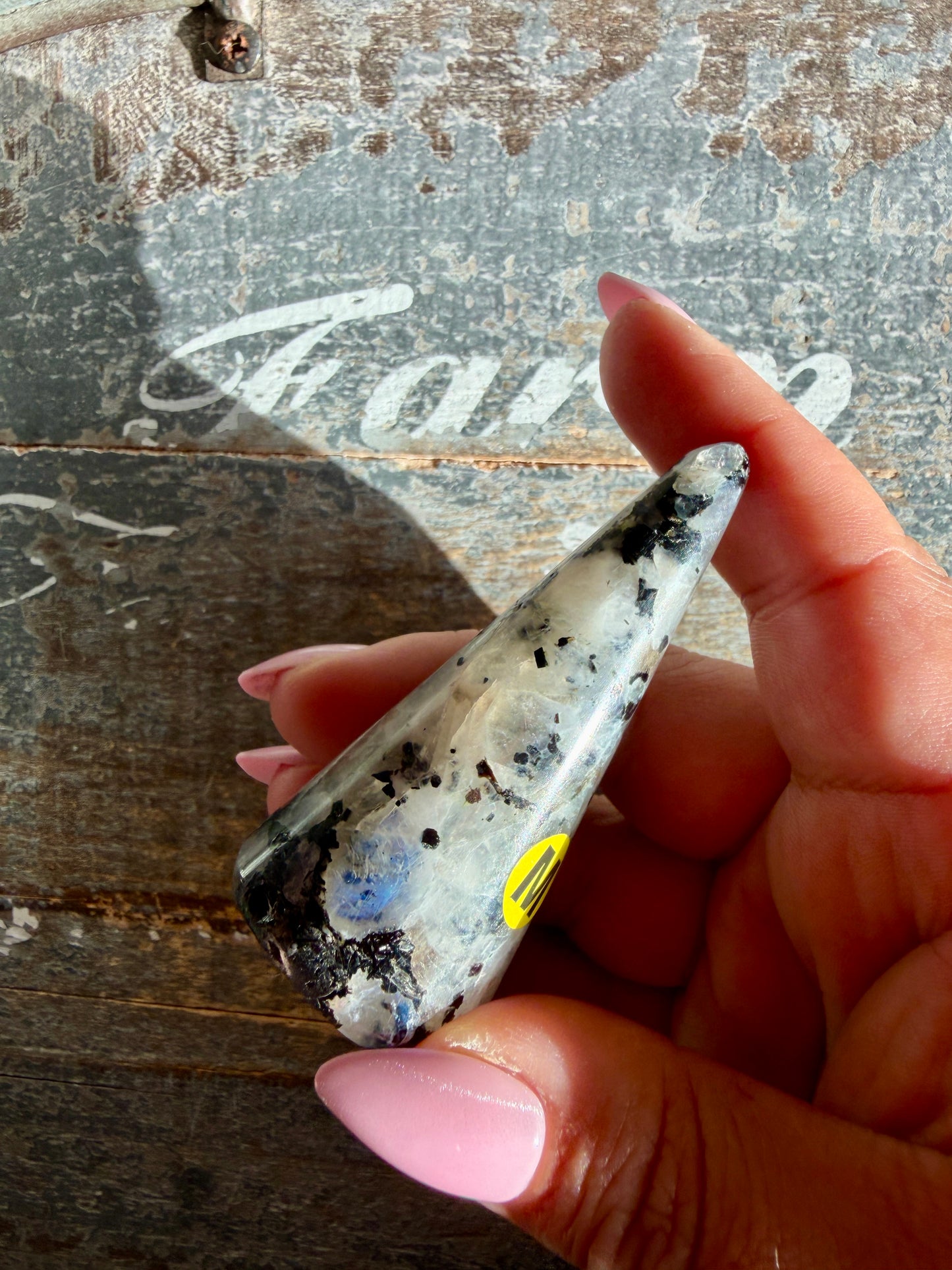 Flashy Rainbow Moonstone Ring Holder | Opt M