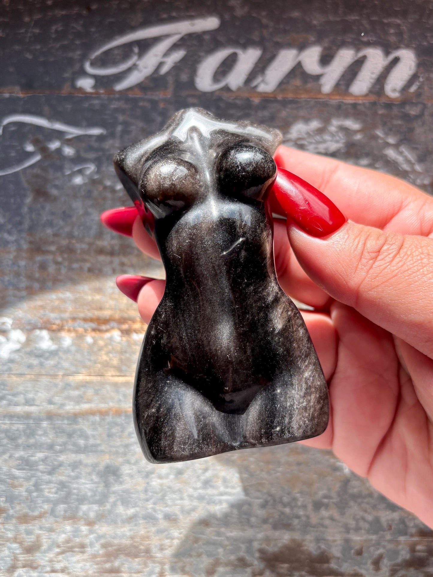 Gorgeous Silver Sheen Obsidian Goddess Body