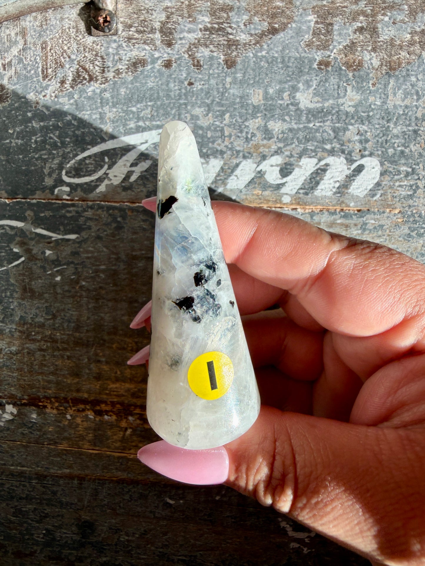 Flashy Rainbow Moonstone Ring Holder | Opt I