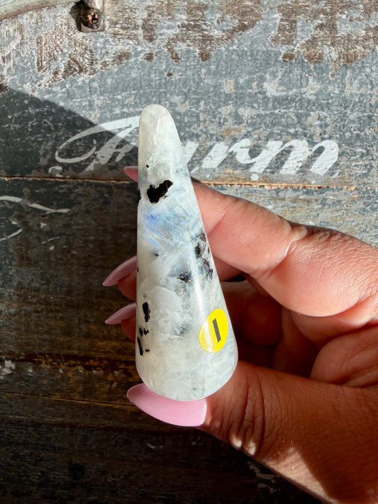 Flashy Rainbow Moonstone Ring Holder | Opt I