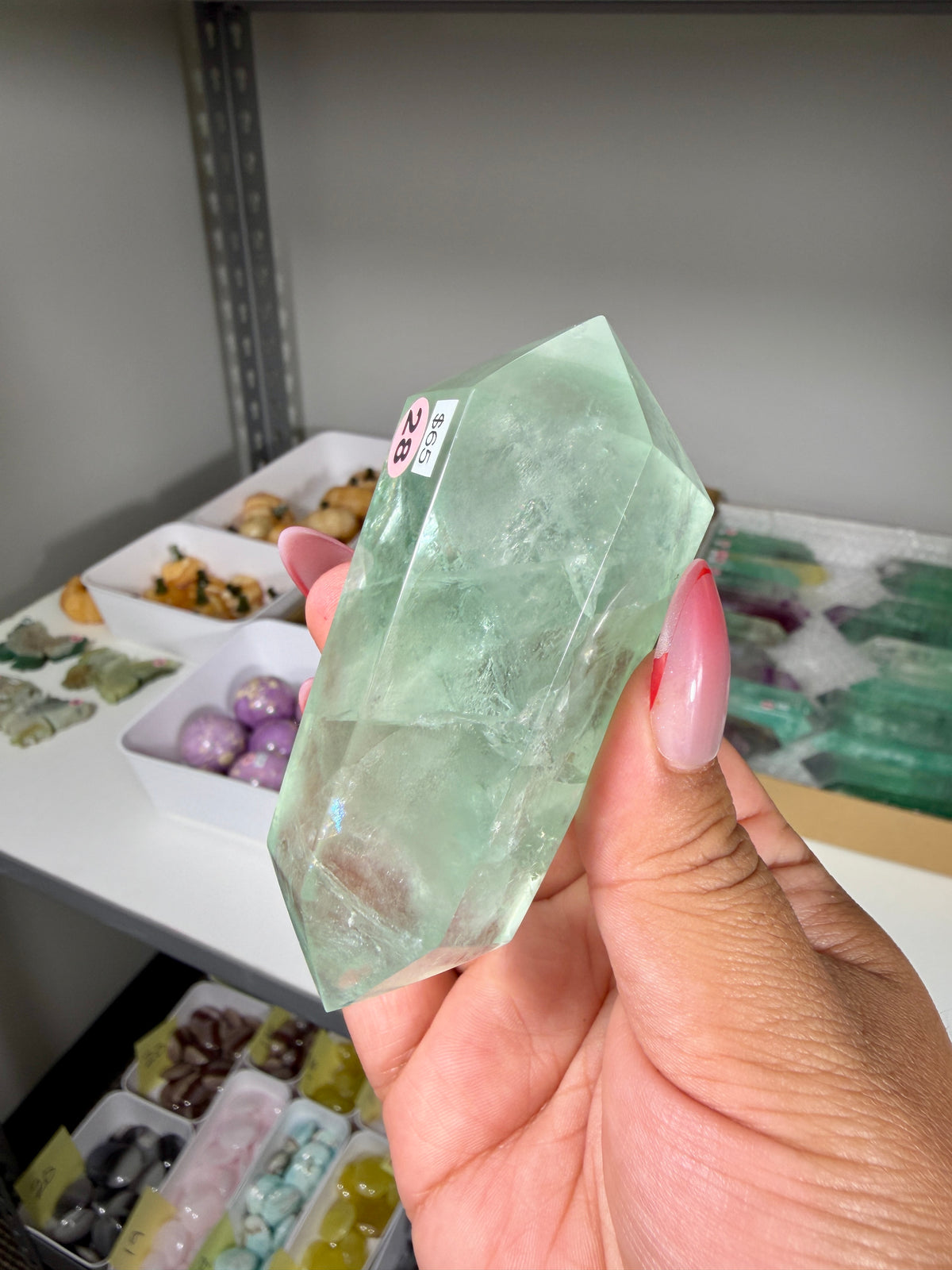 Gorgeous Mint Fluorite Wand w/ Rainbows | Opt 28