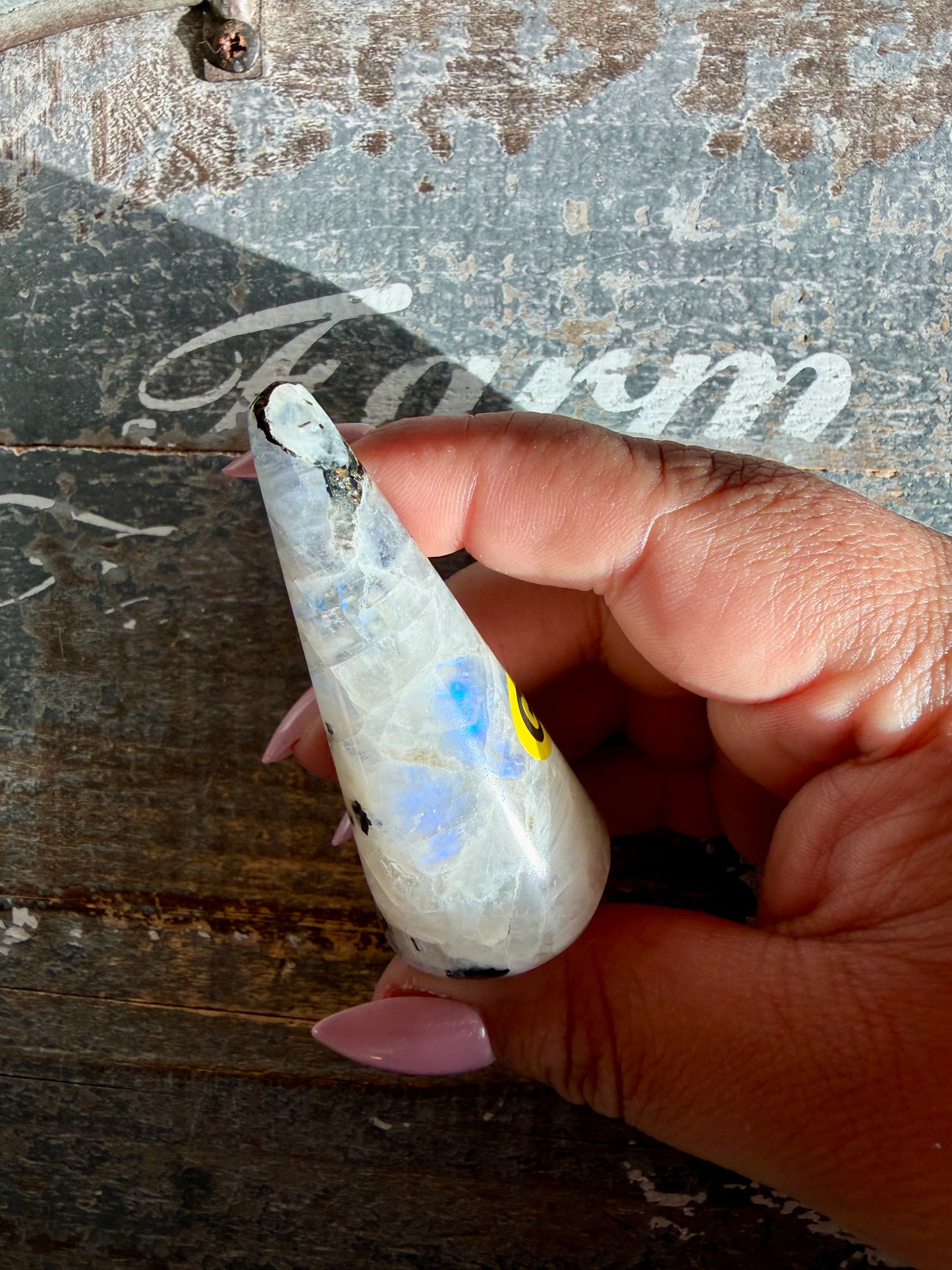 Flashy Rainbow Moonstone Ring Holder | Opt G