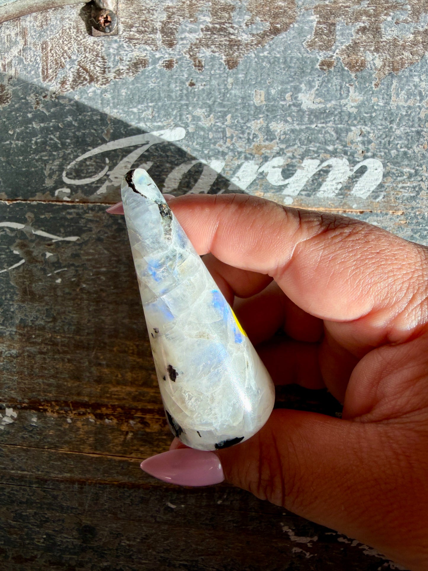Flashy Rainbow Moonstone Ring Holder | Opt G