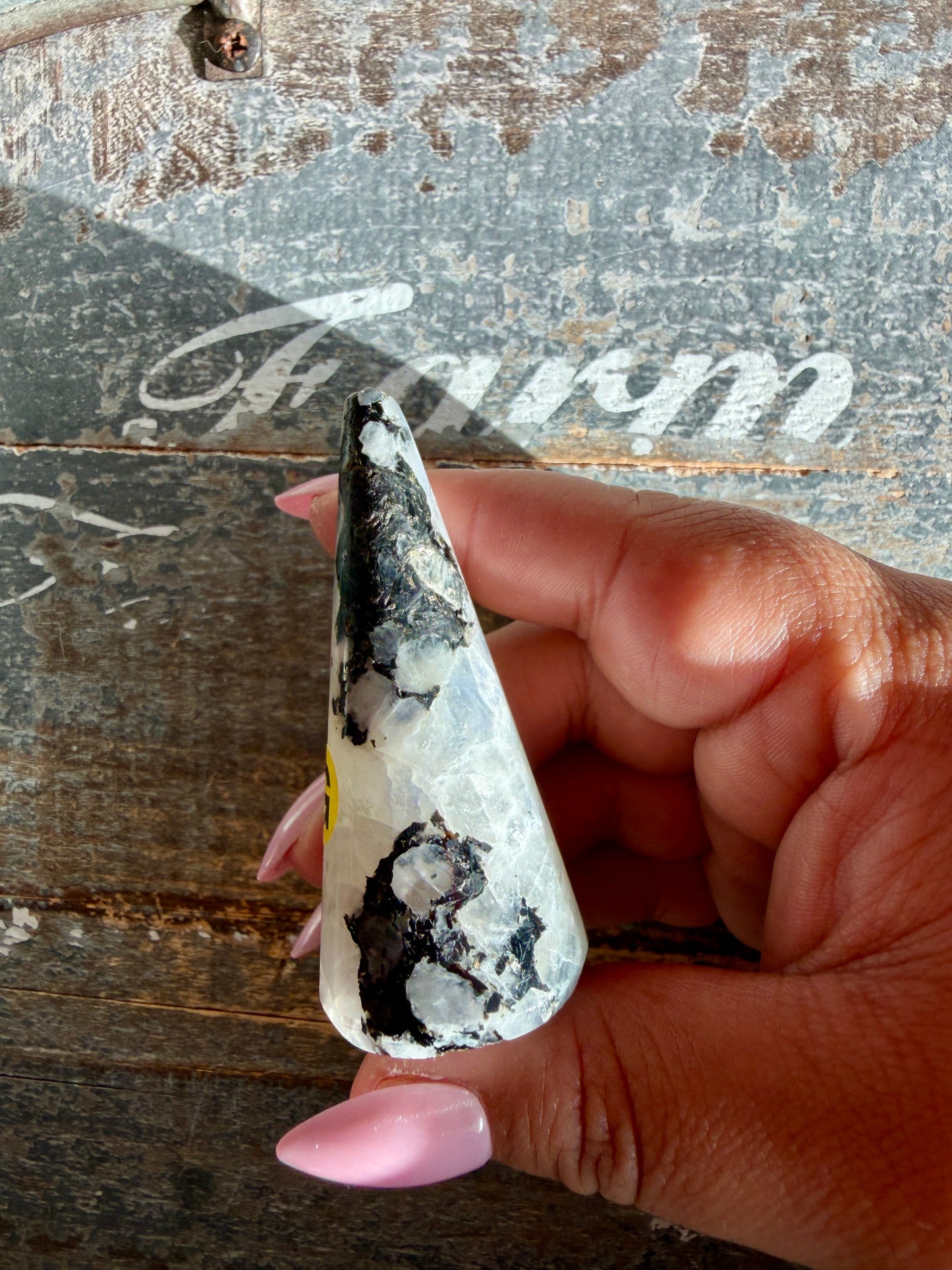 Flashy Rainbow Moonstone Ring Holder | Opt G