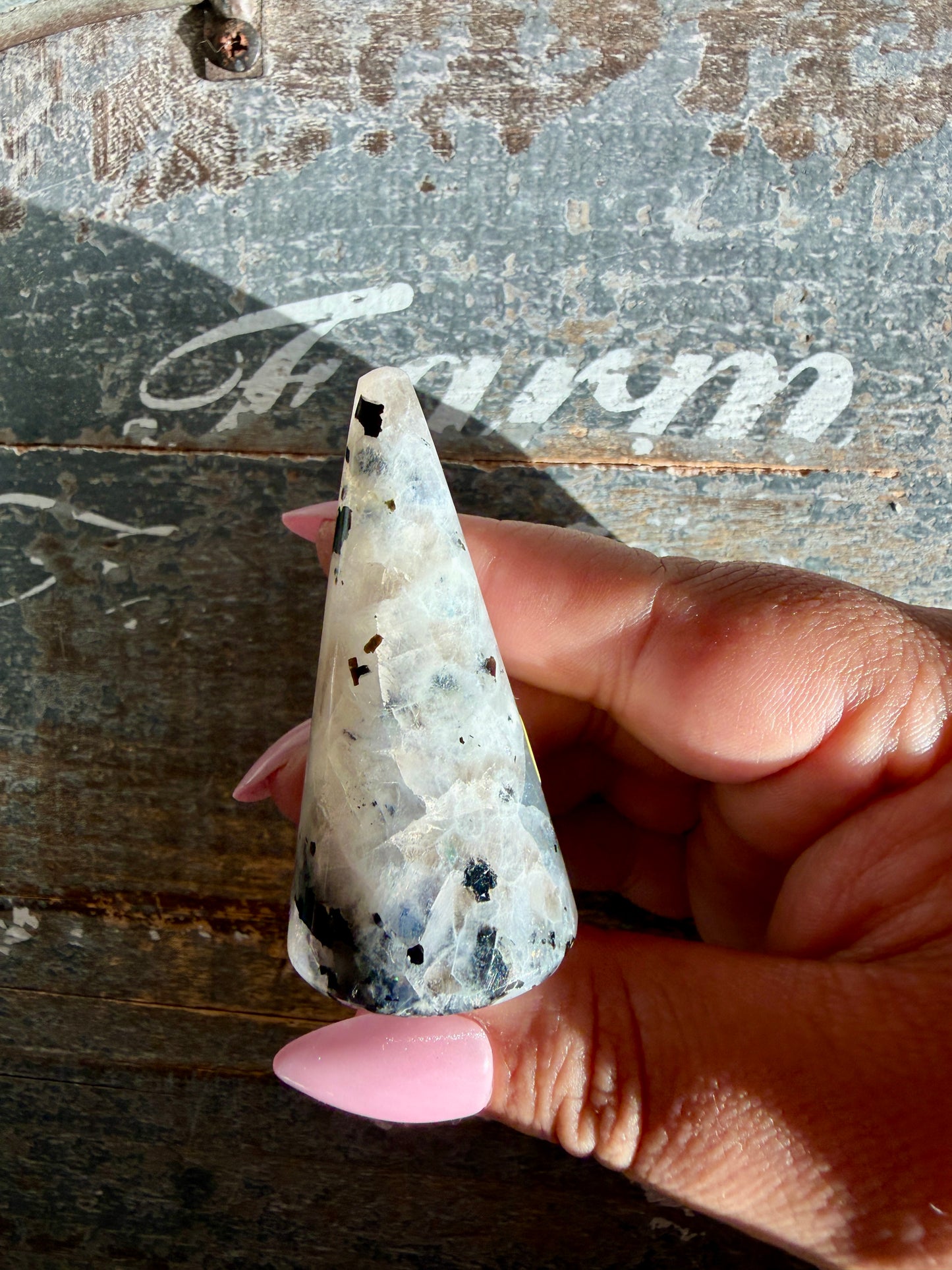 Flashy Rainbow Moonstone Ring Holder | Opt F