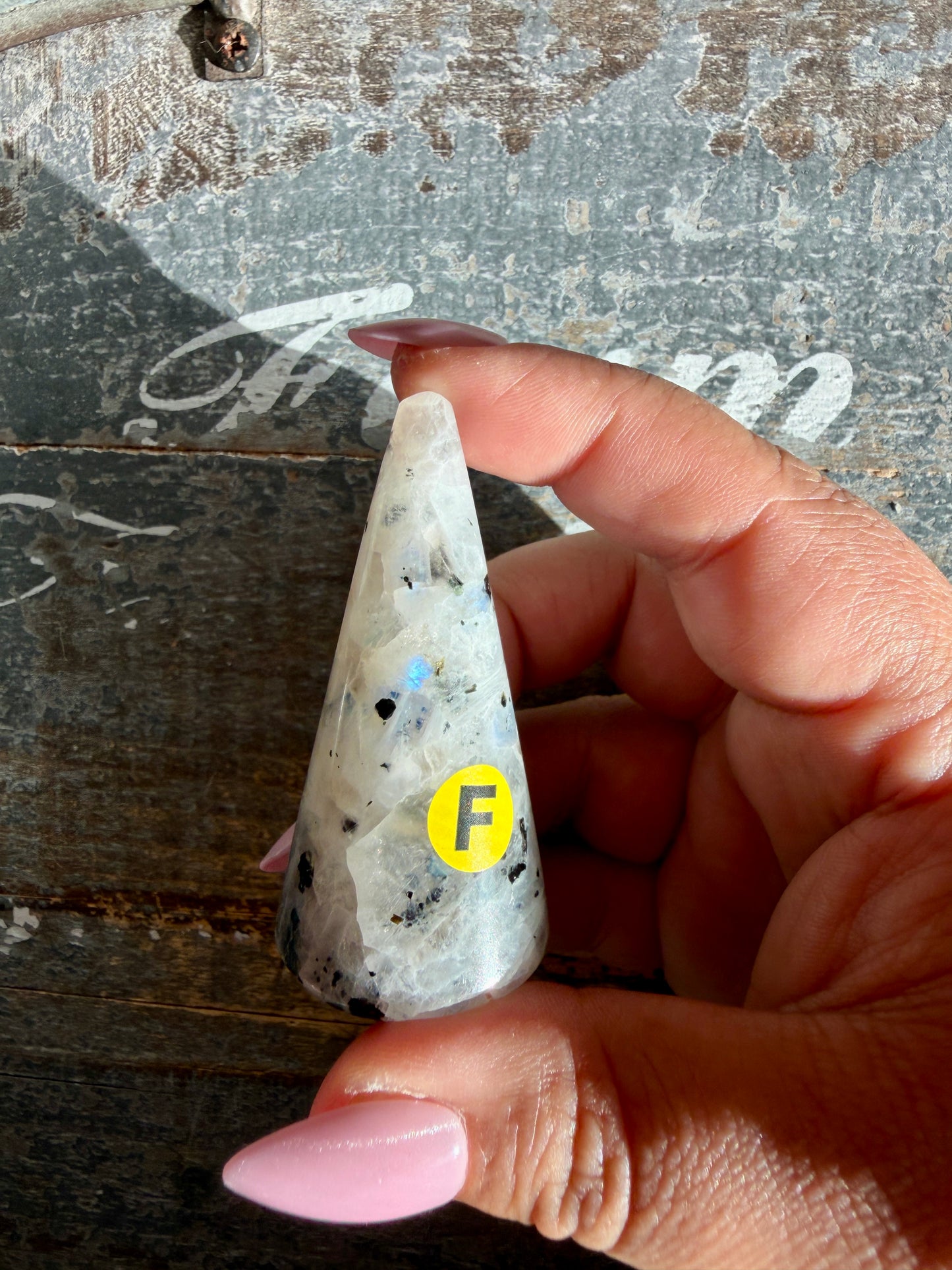 Flashy Rainbow Moonstone Ring Holder | Opt F