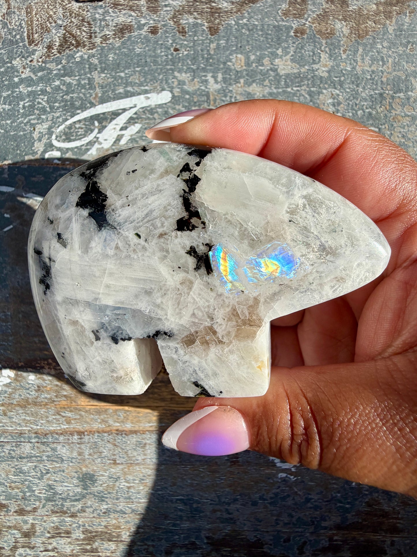 Adorable Rainbow Moonstone Bear | India | Opt 27
