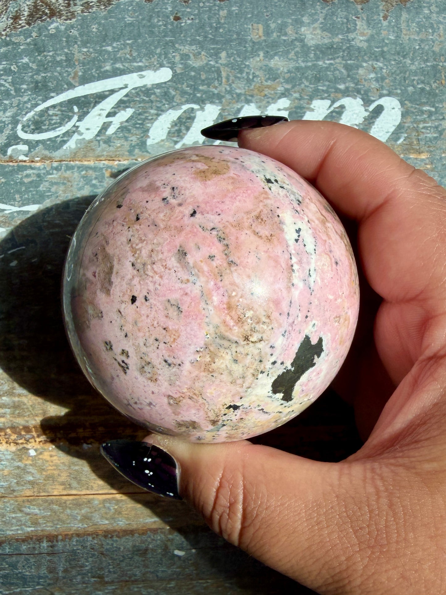 Gorgeous Rhodonite Sphere From Peru | Opt S