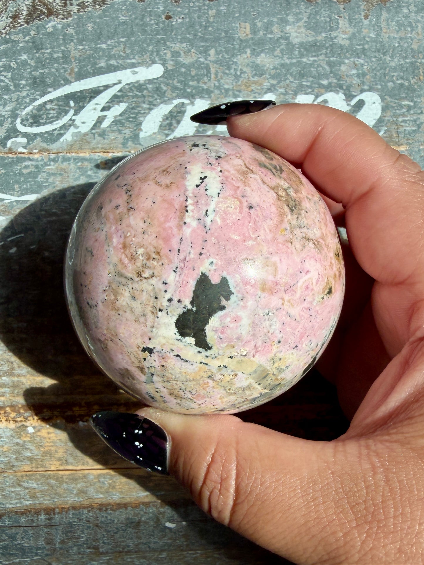 Gorgeous Rhodonite Sphere From Peru | Opt S