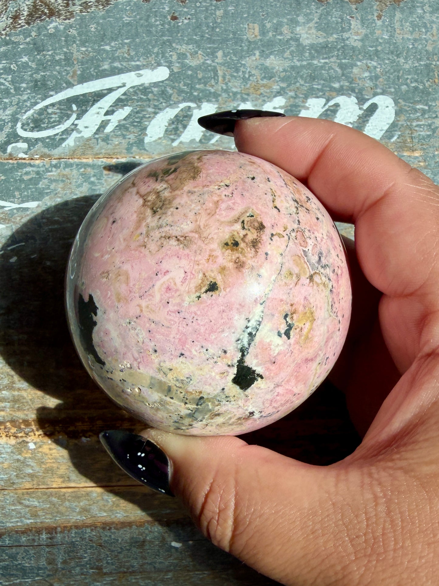 Gorgeous Rhodonite Sphere From Peru | Opt S