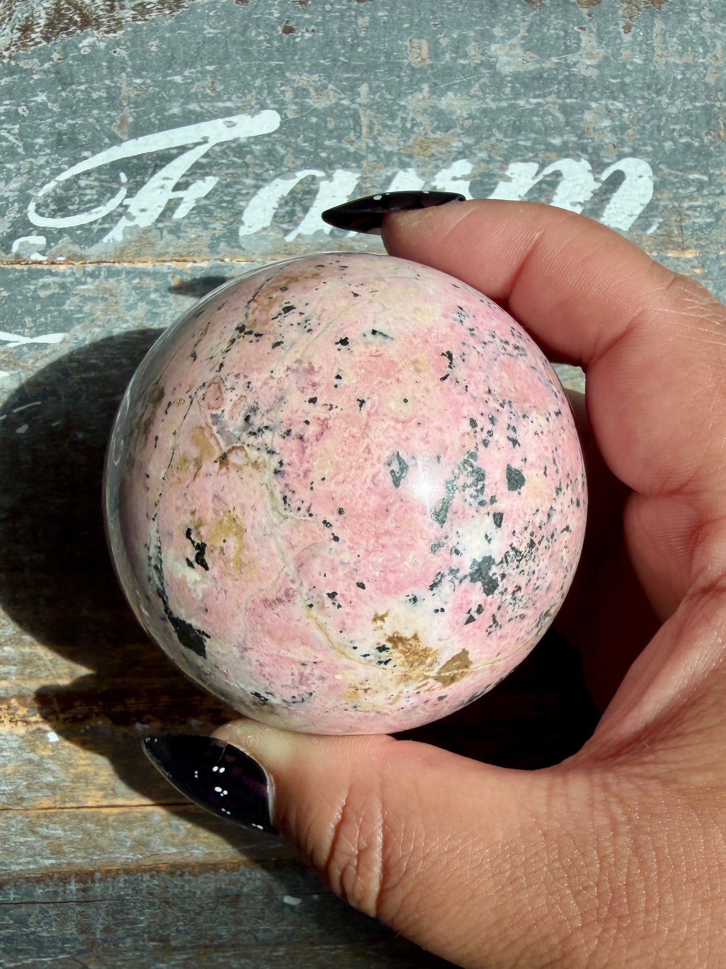Gorgeous Rhodonite Sphere From Peru | Opt S