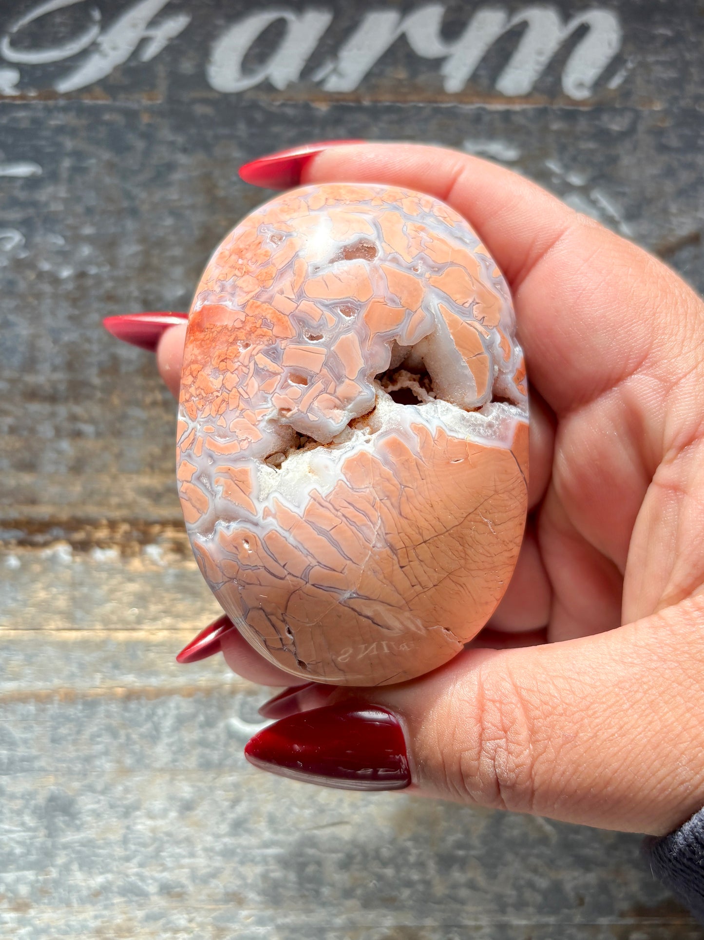 Gorgeous Pink Agate Palm Stone