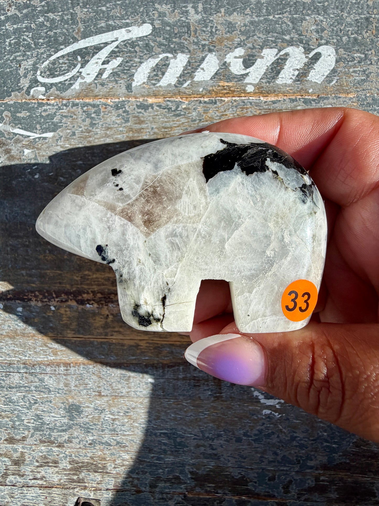 Adorable Rainbow Moonstone Bear | India | Opt 33