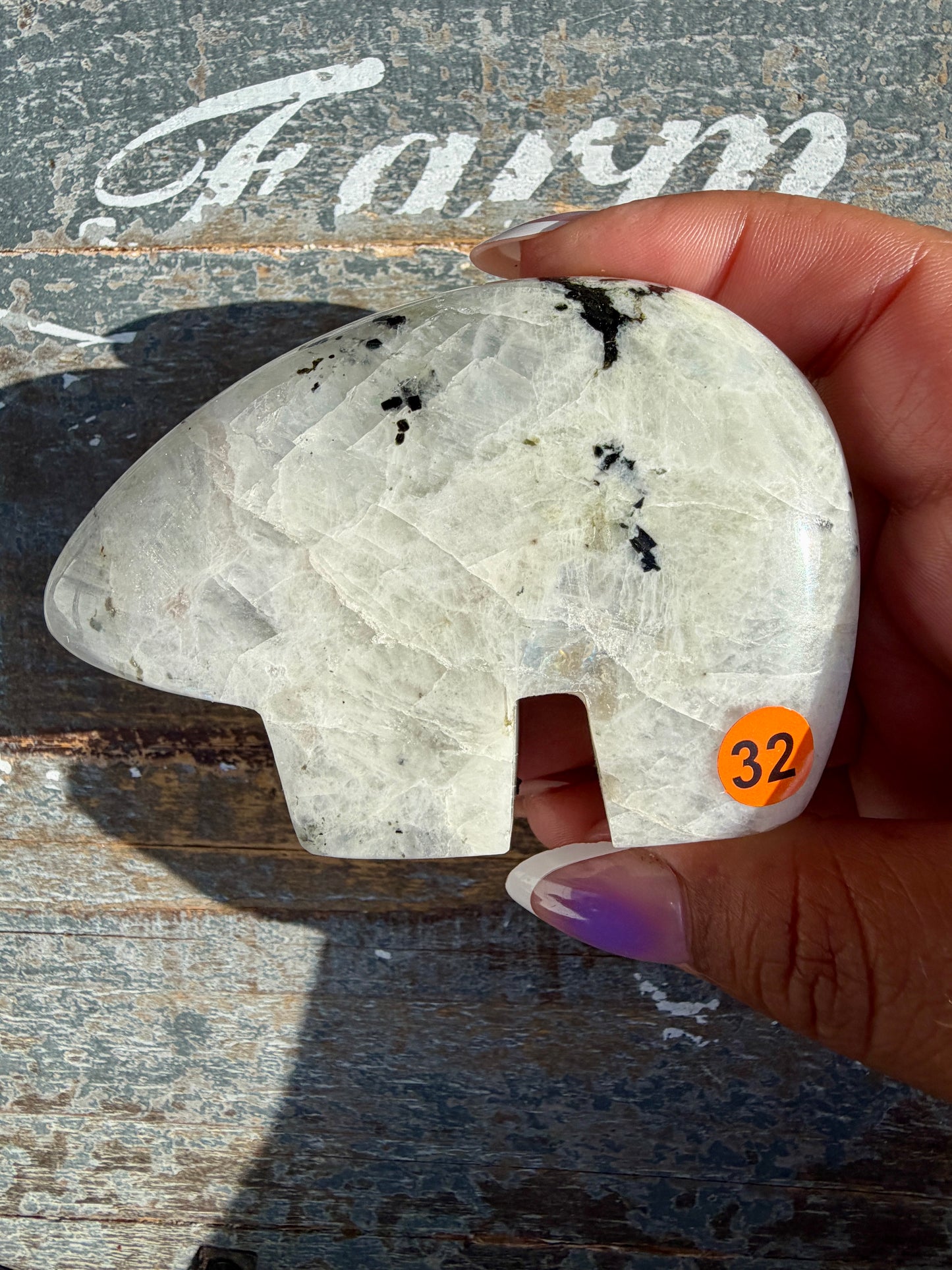 Adorable Rainbow Moonstone Bear | India | Opt 32