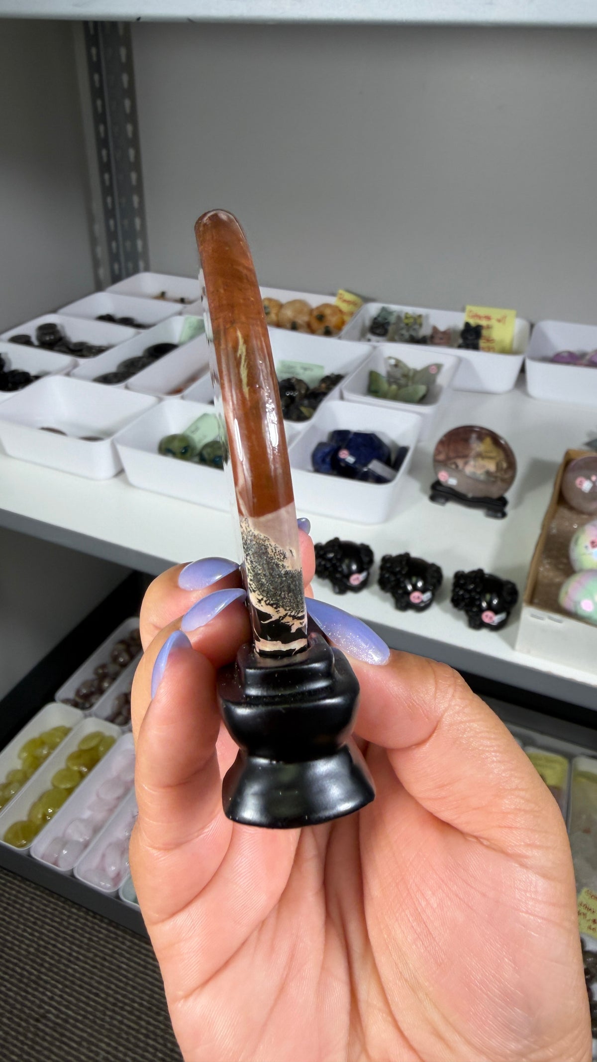 Gorgeous Picture Jasper Polished Round Display Plaque with Stand | Opt 68