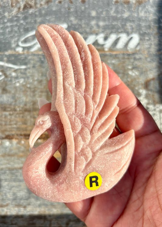 Gorgeous Pink Opal Hand Carved Swan | Opt R