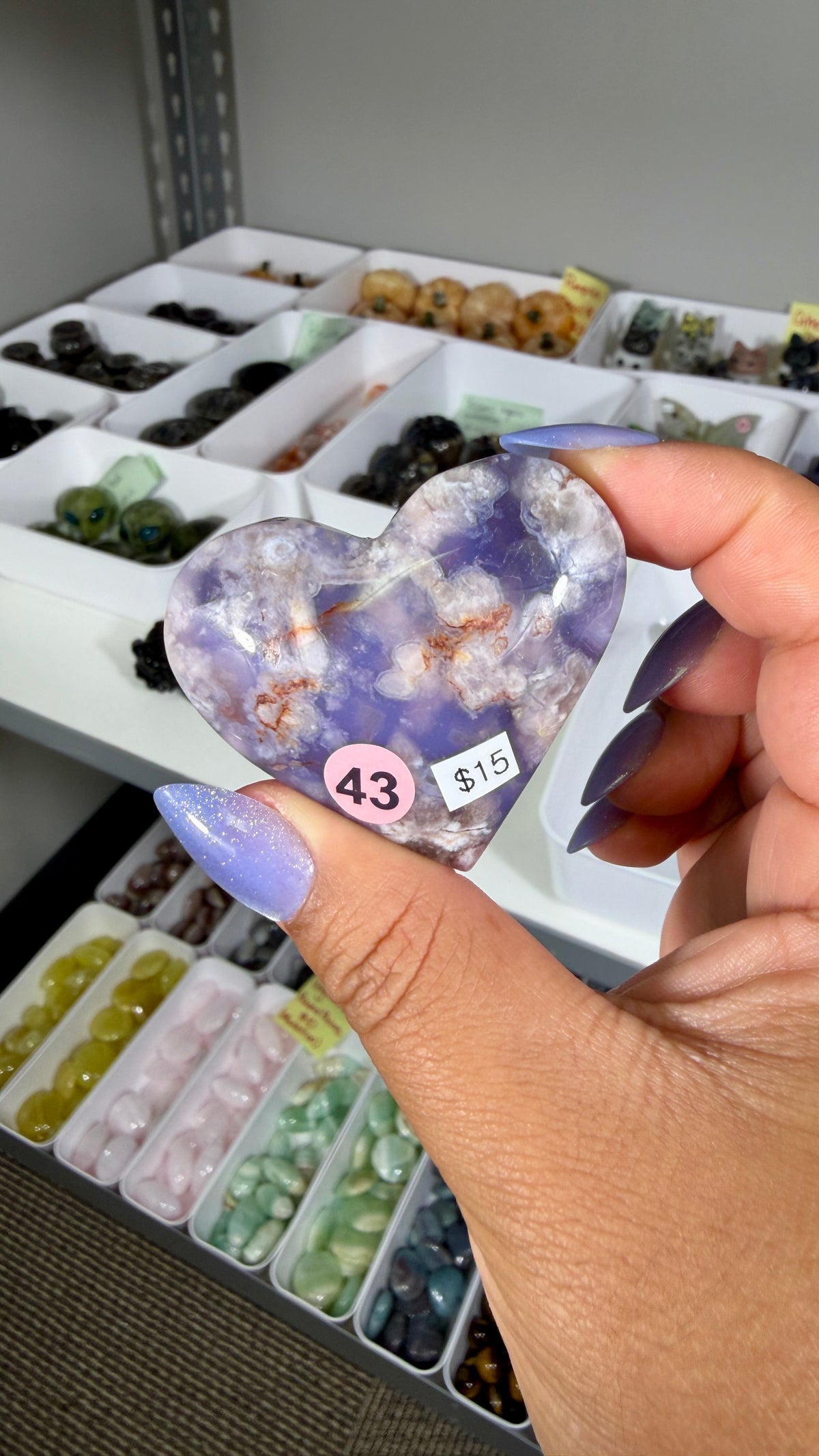 Gorgeous Blue Flower Agate Heart | Opt 43
