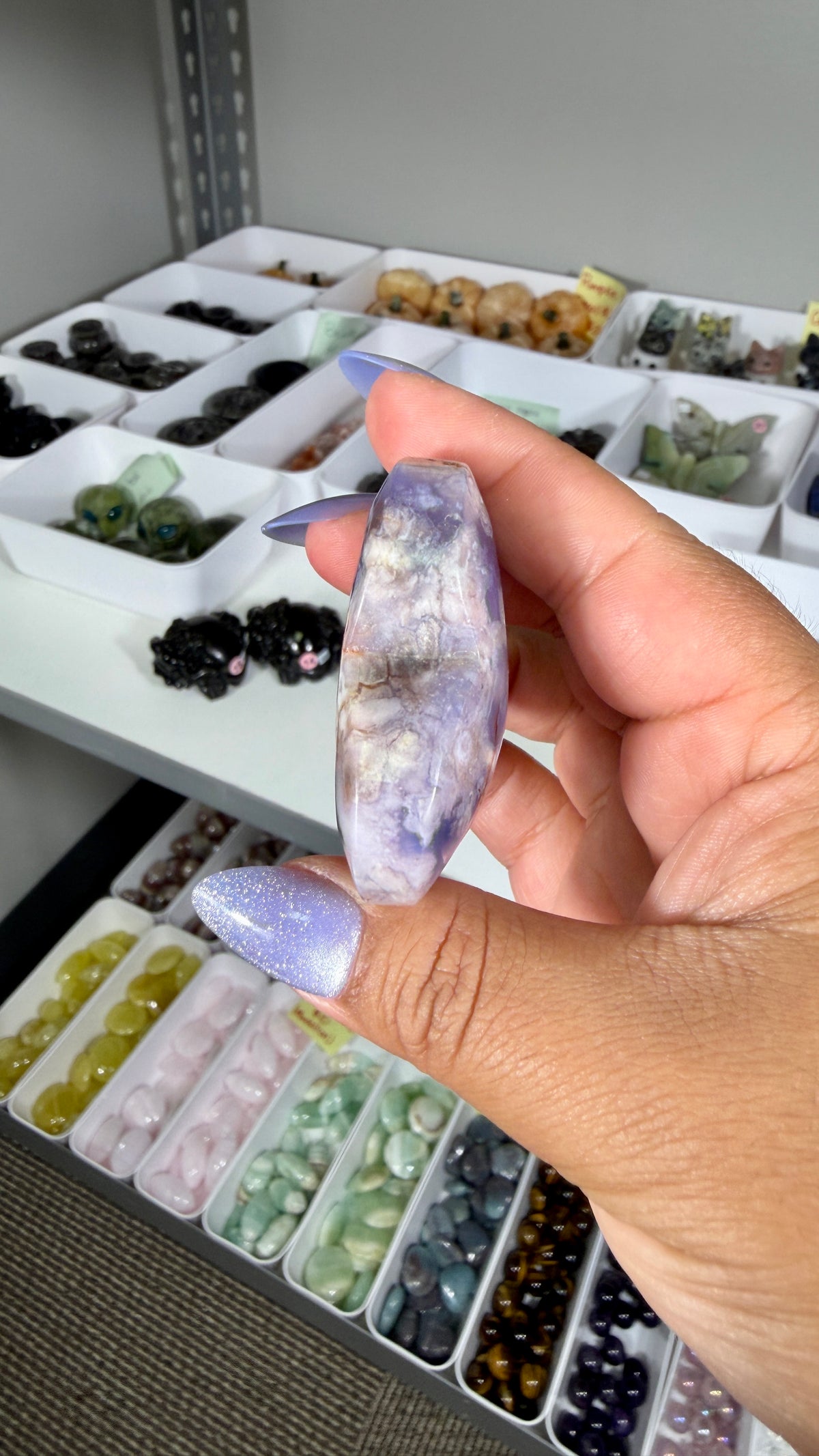 Gorgeous Blue Flower Agate Heart | Opt 43