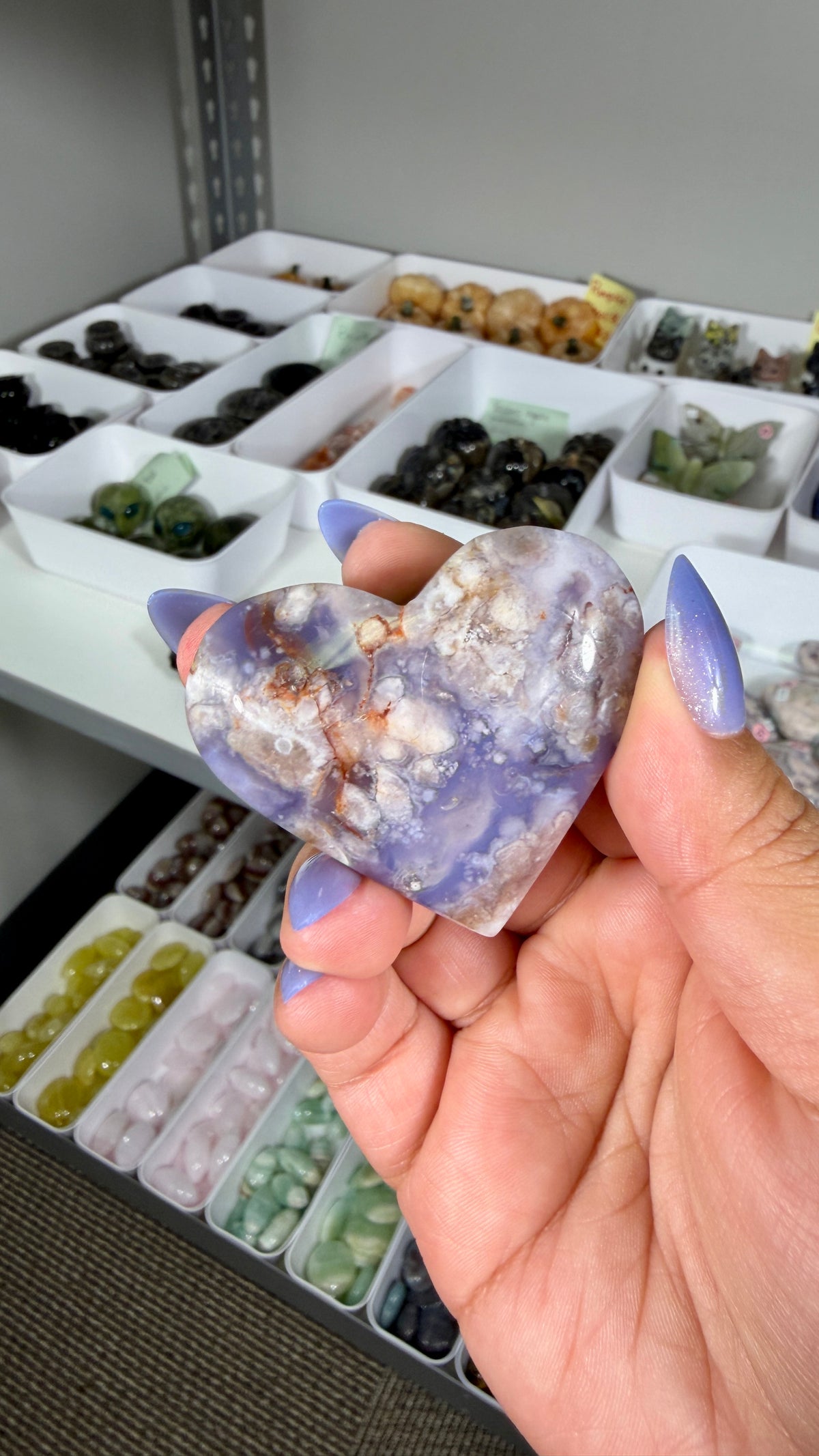 Gorgeous Blue Flower Agate Heart | Opt 43