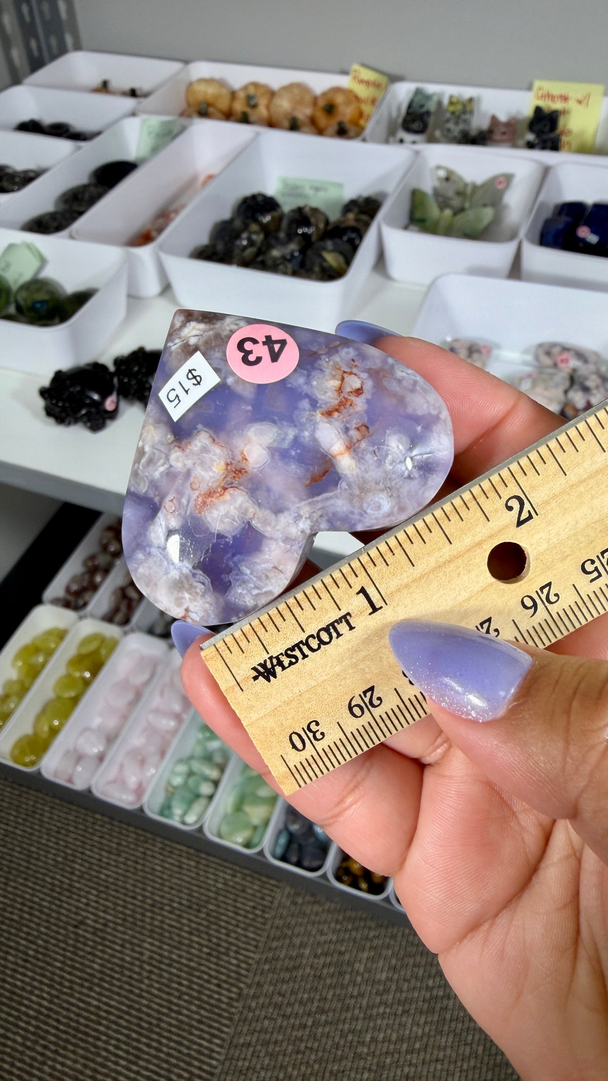 Gorgeous Blue Flower Agate Heart | Opt 43