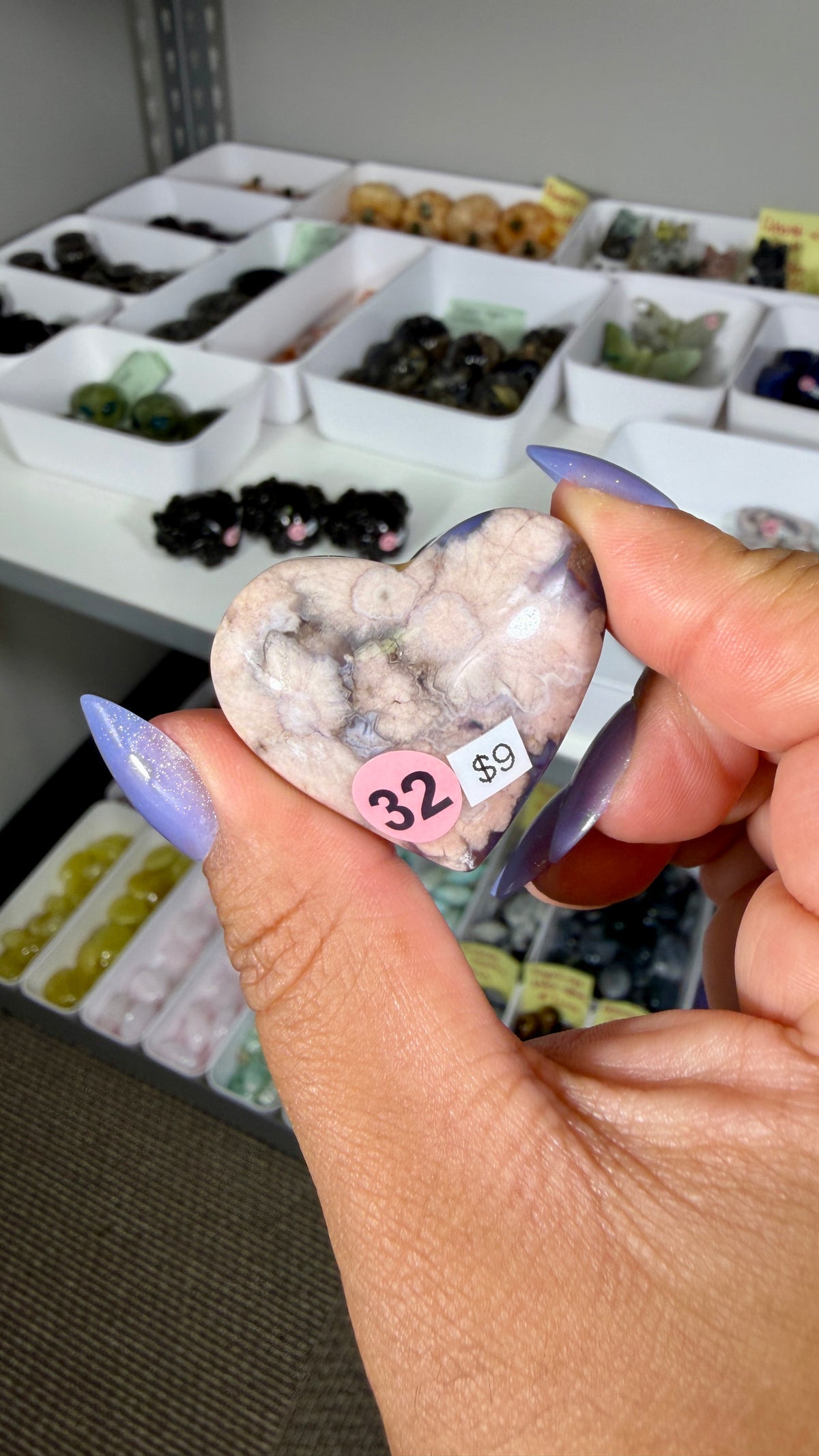 Gorgeous Blue Flower Agate Heart | Opt 32