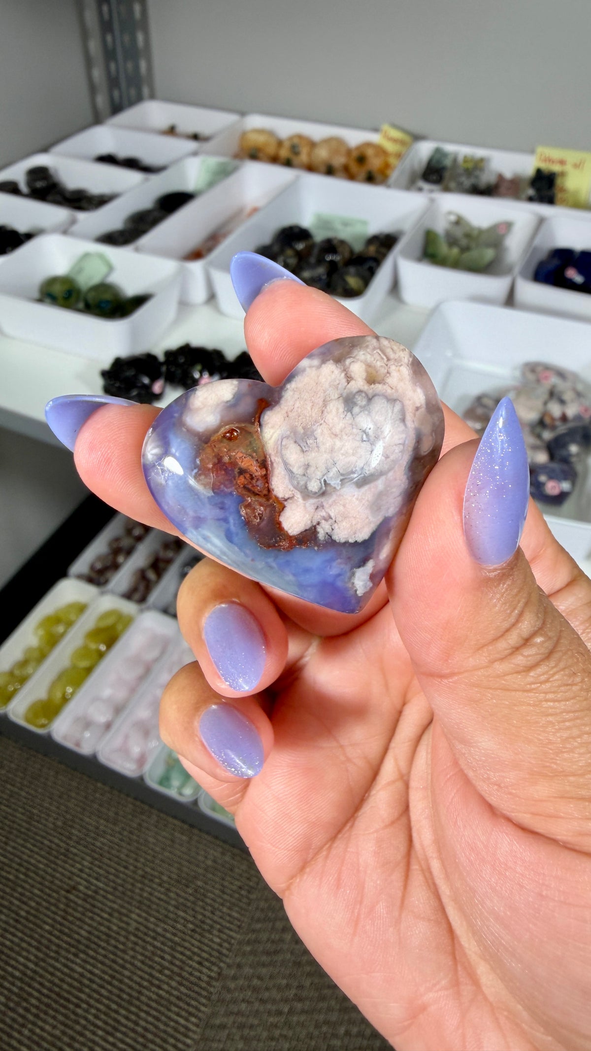 Gorgeous Blue Flower Agate Heart | Opt 32