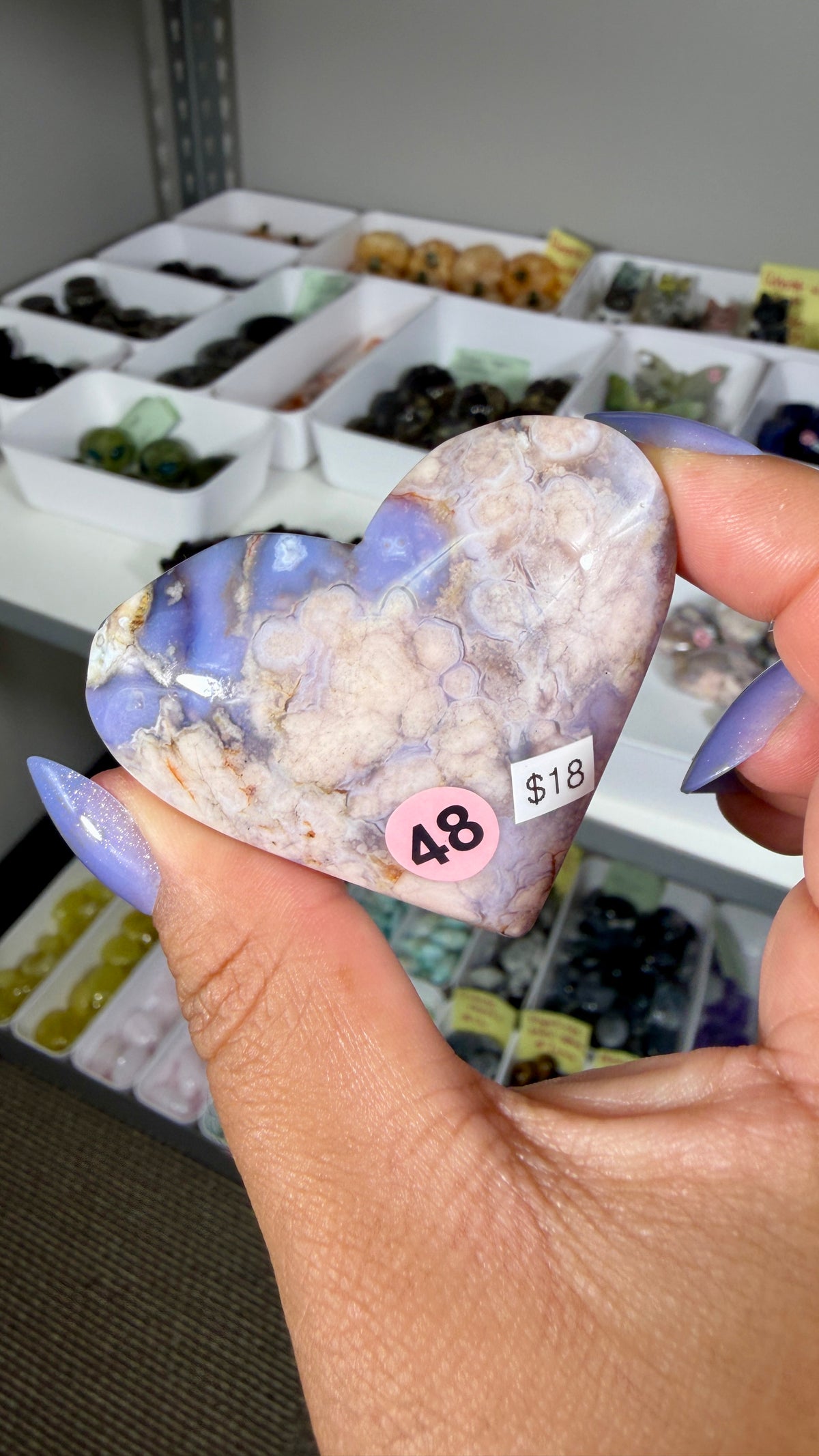 Gorgeous Blue Flower Agate Heart | Opt 48