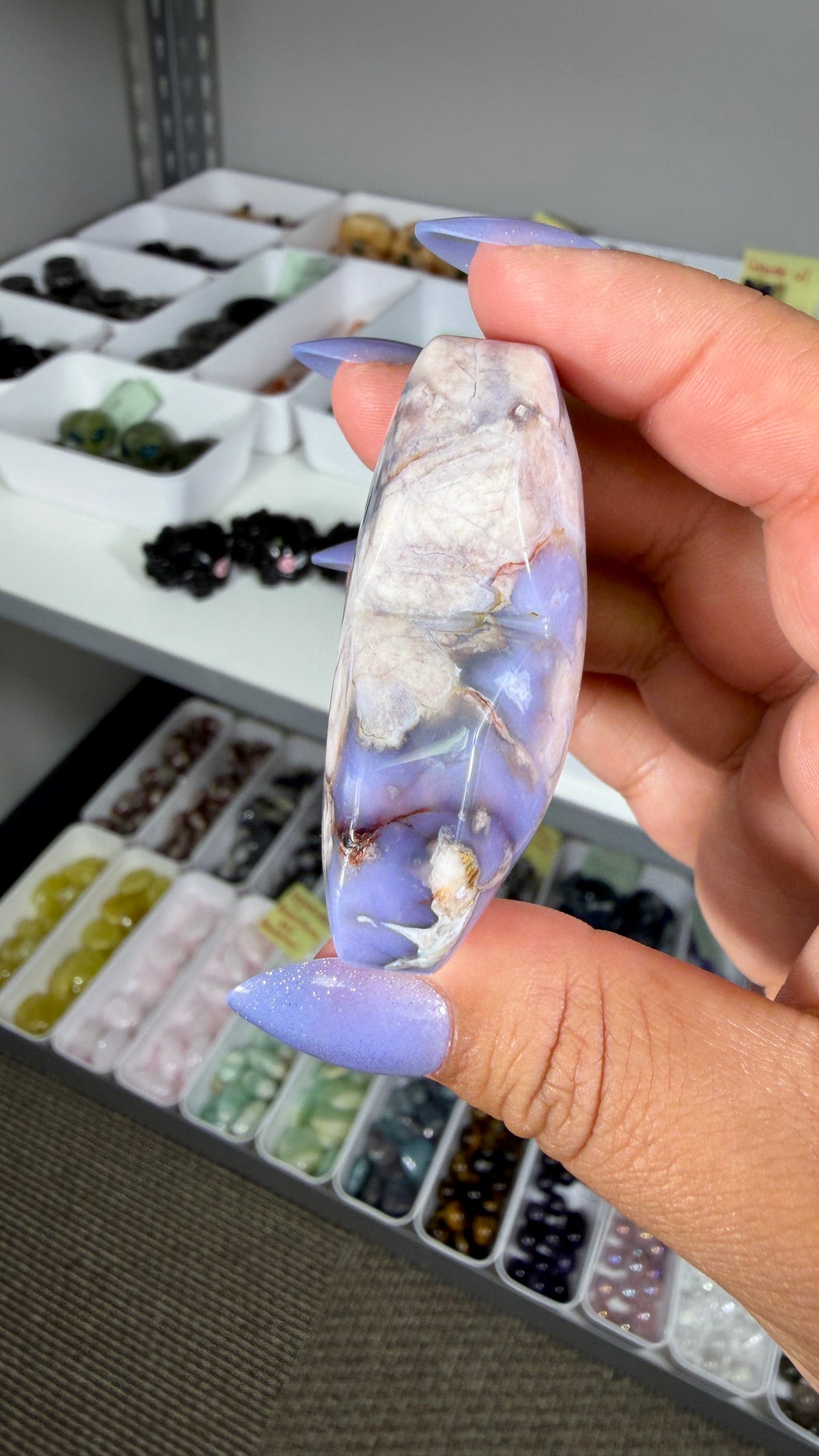 Gorgeous Blue Flower Agate Heart | Opt 48