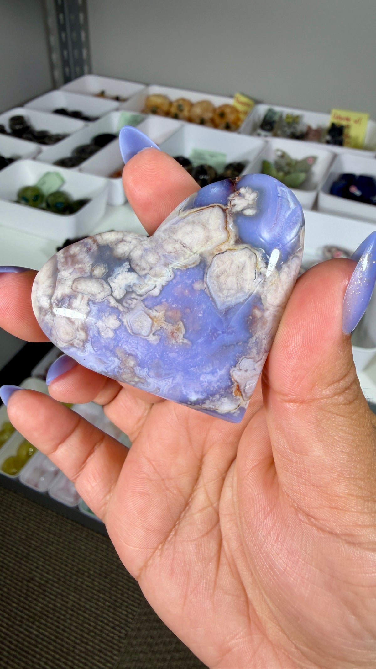 Gorgeous Blue Flower Agate Heart | Opt 48