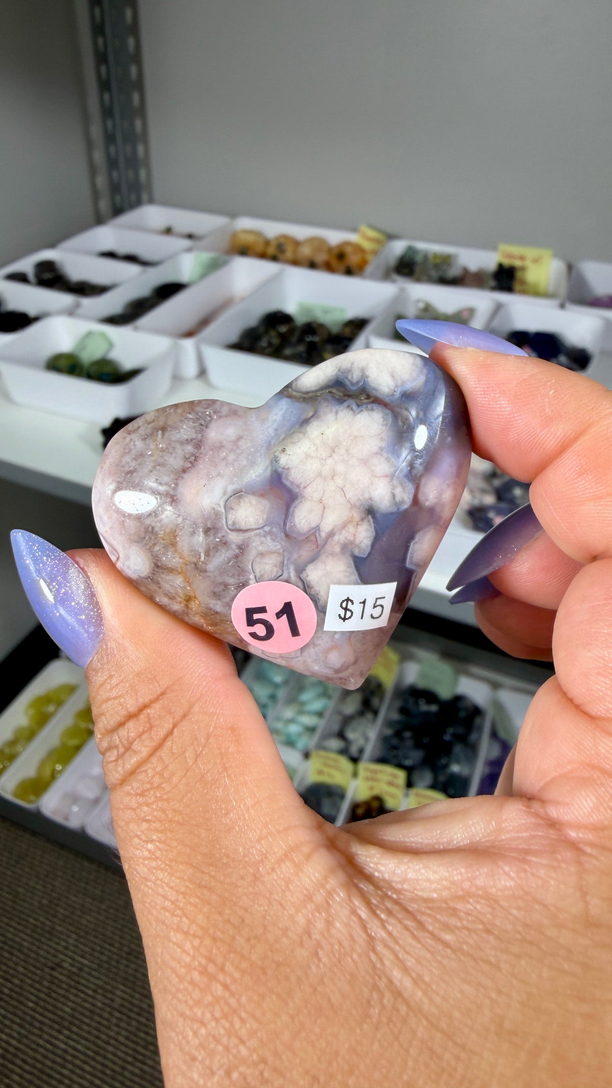 Gorgeous Blue Flower Agate Heart | Opt 51