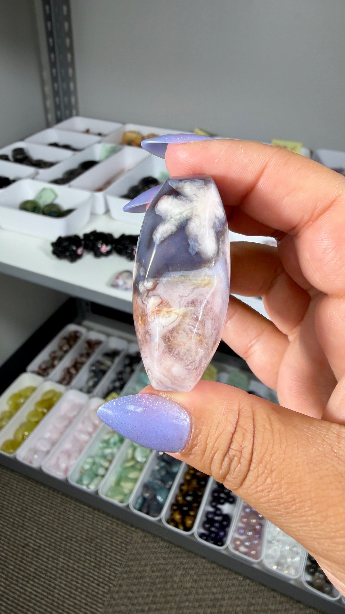 Gorgeous Blue Flower Agate Heart | Opt 51