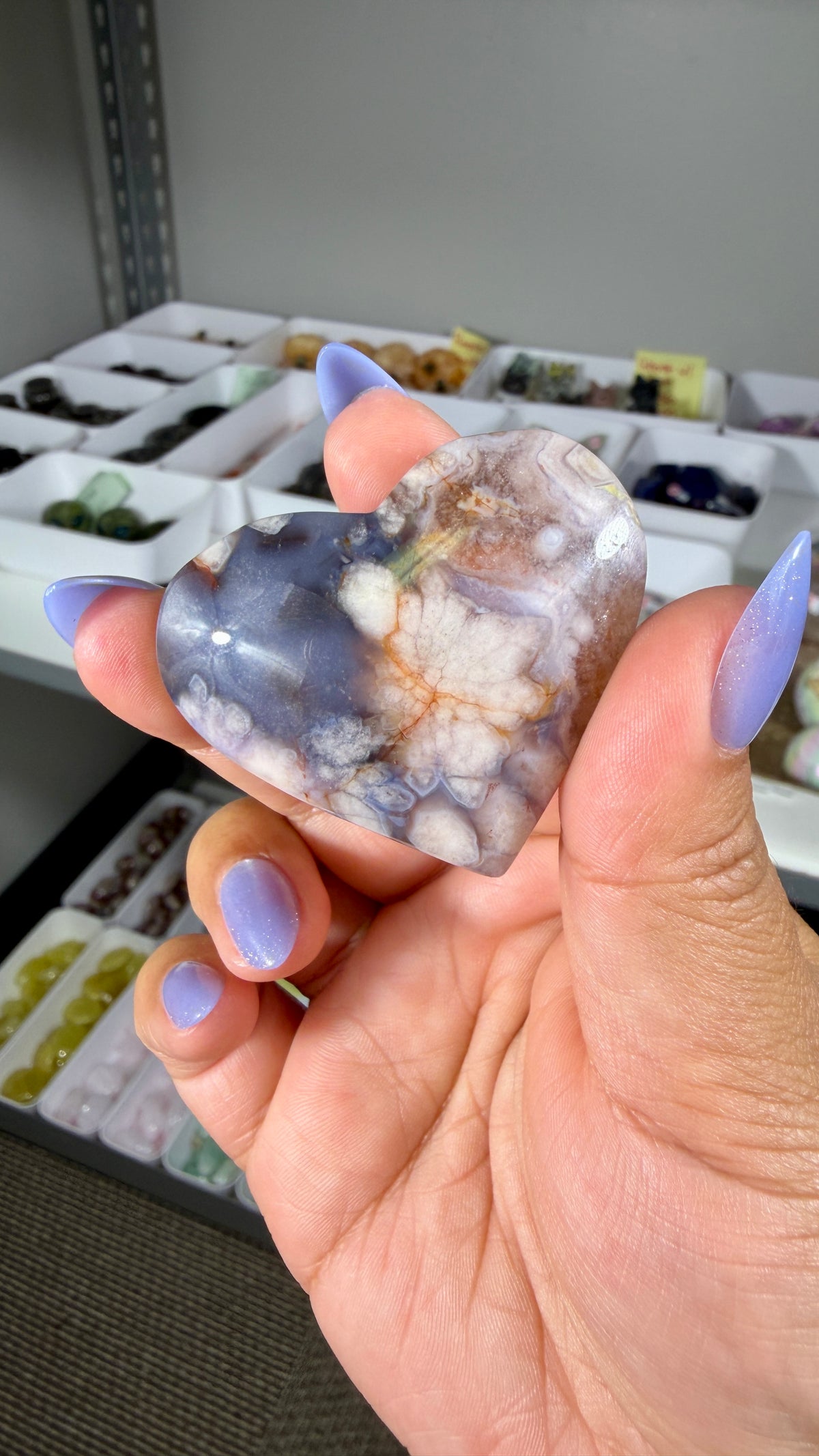 Gorgeous Blue Flower Agate Heart | Opt 51