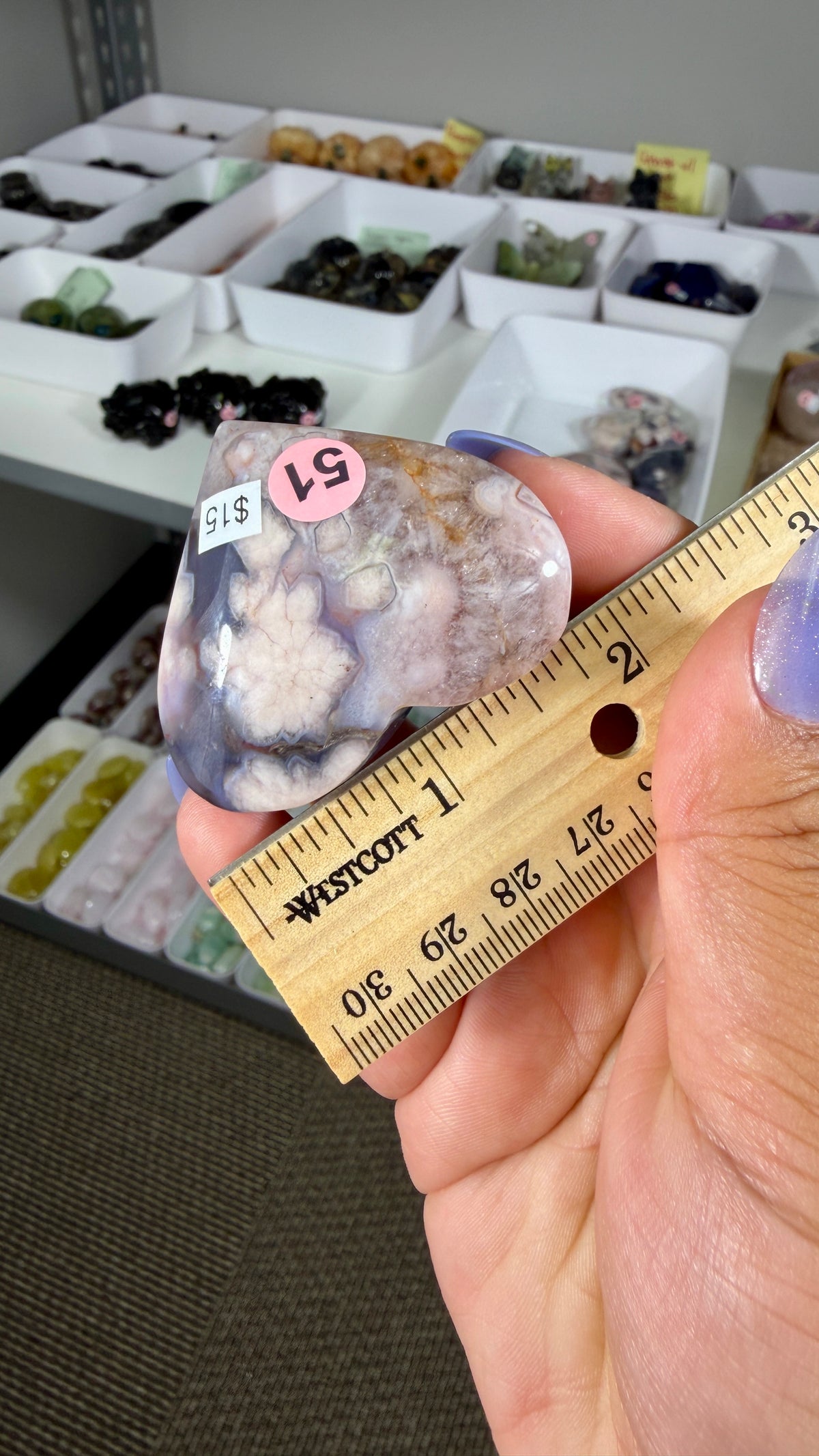 Gorgeous Blue Flower Agate Heart | Opt 51