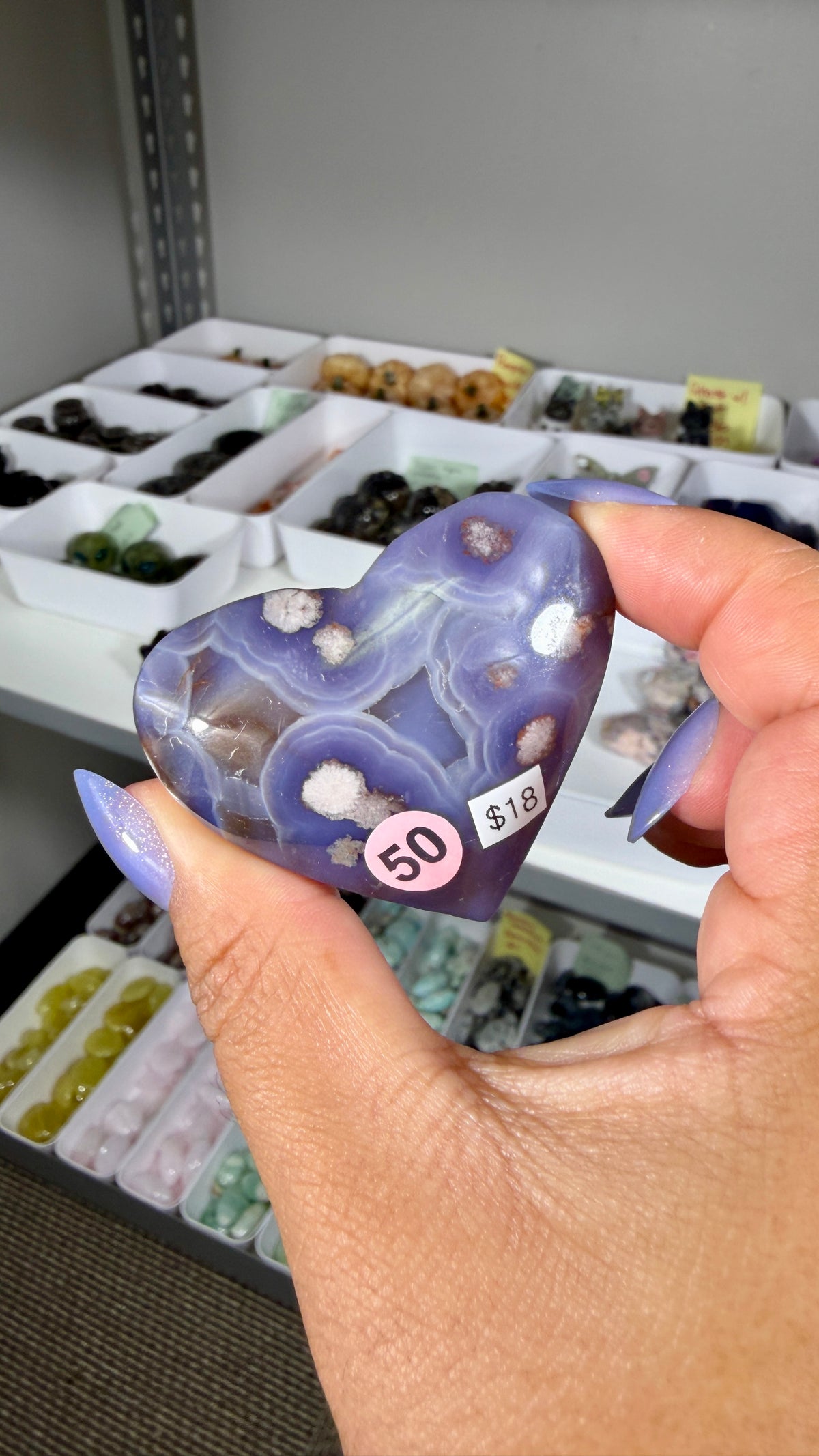 Gorgeous Blue Flower Agate Heart | Opt 50