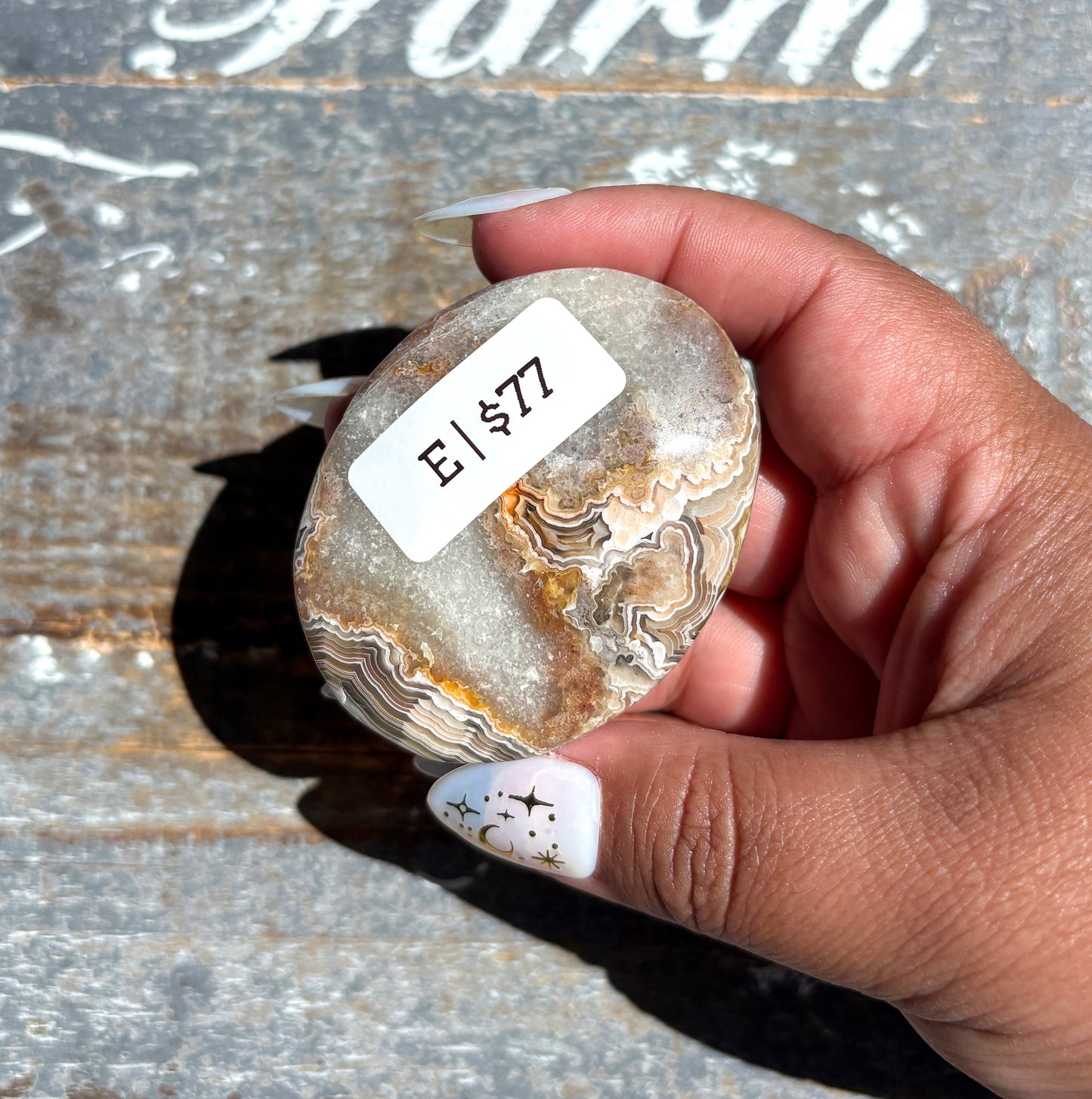 Gorgeous High Quality Crazy Lace Agate Palm Stone from Mexico | E