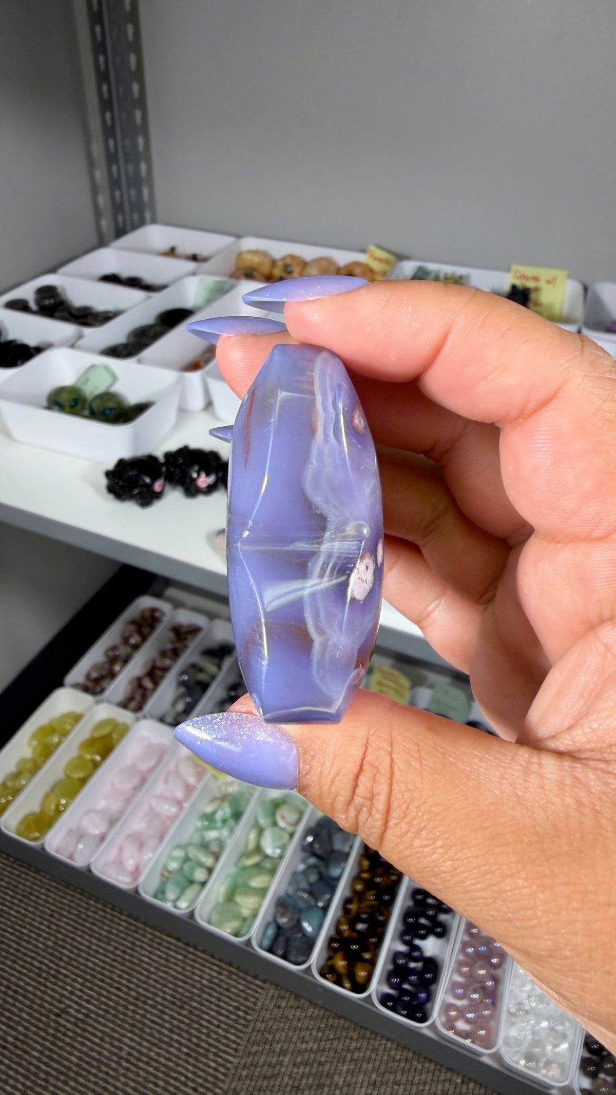 Gorgeous Blue Flower Agate Heart | Opt 50