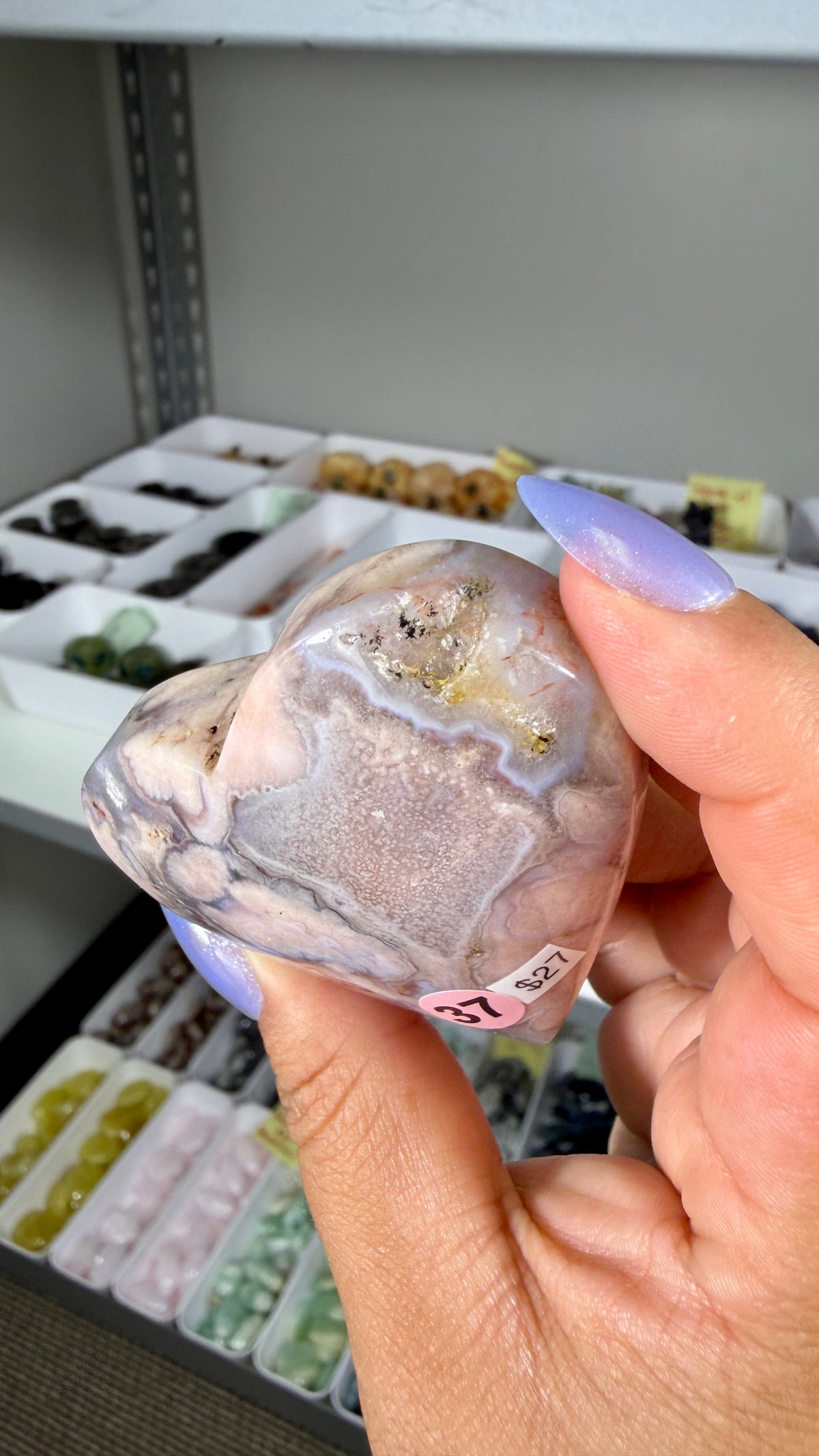 Gorgeous Blue Flower Agate Heart | Opt 37