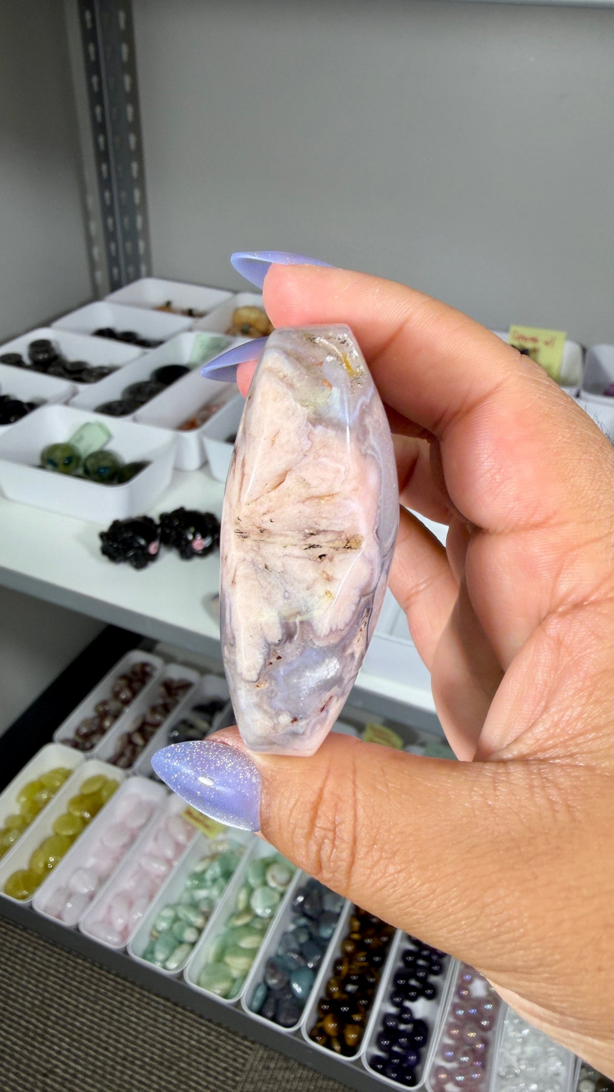 Gorgeous Blue Flower Agate Heart | Opt 37