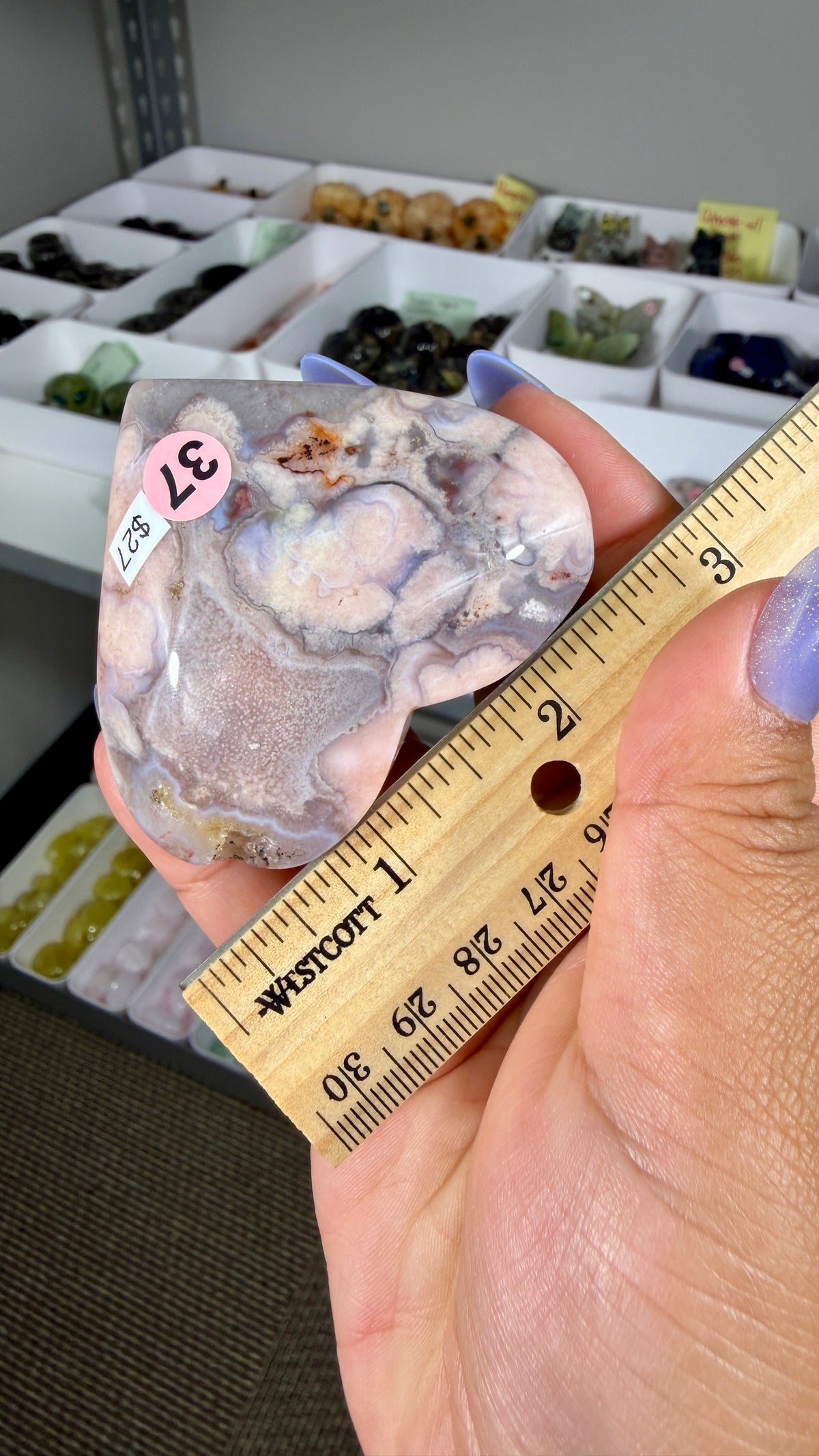Gorgeous Blue Flower Agate Heart | Opt 37