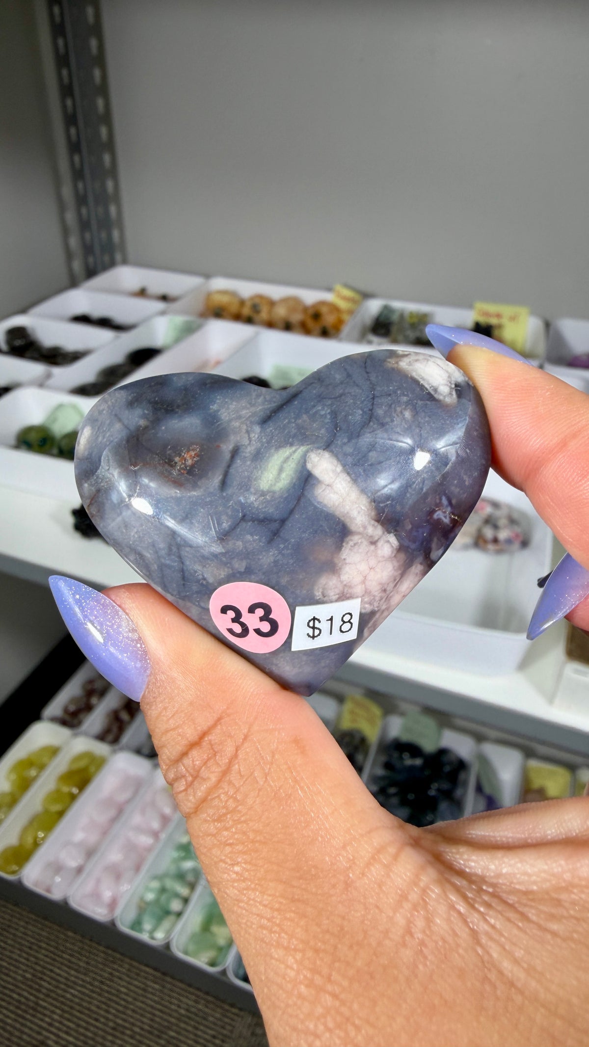 Gorgeous Blue Flower Agate Heart | Opt 33